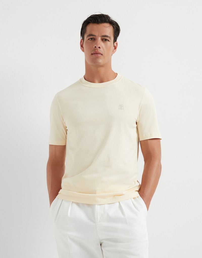 Brunello Cucinelli o1la1rc1a0326 Cotton Jersey Crew Neck T-Shirt in Ivory Size US XL / EU 56 / 4 - 1 Thumbnail