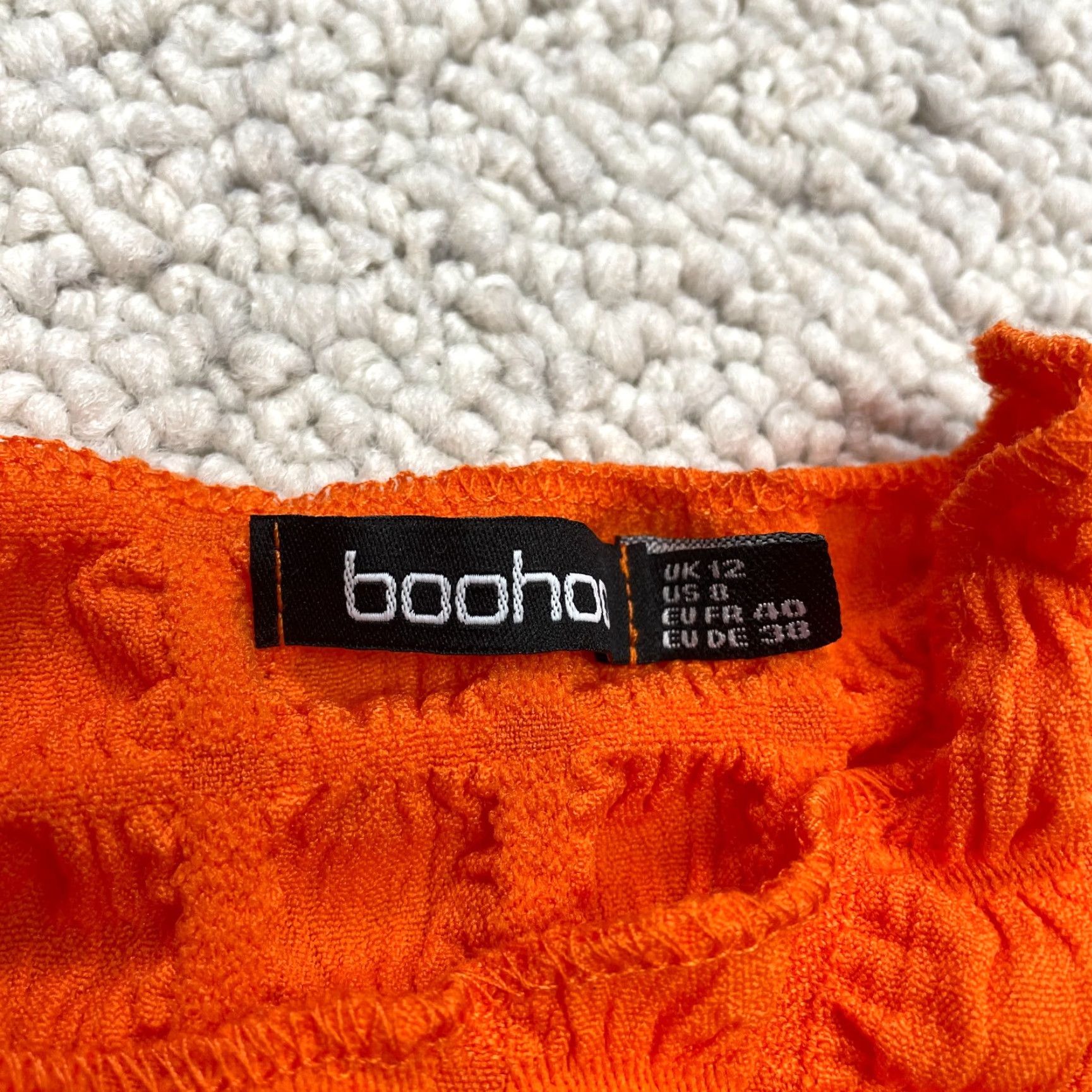 Boohoo Boohoo Tank Shirt Womens 8 Orange Textured Sleeveless Cropped Stretch Solid Casual Shirt Womens 8 Orange Size M / US 6-8 / IT 42-44 - 5 Thumbnail