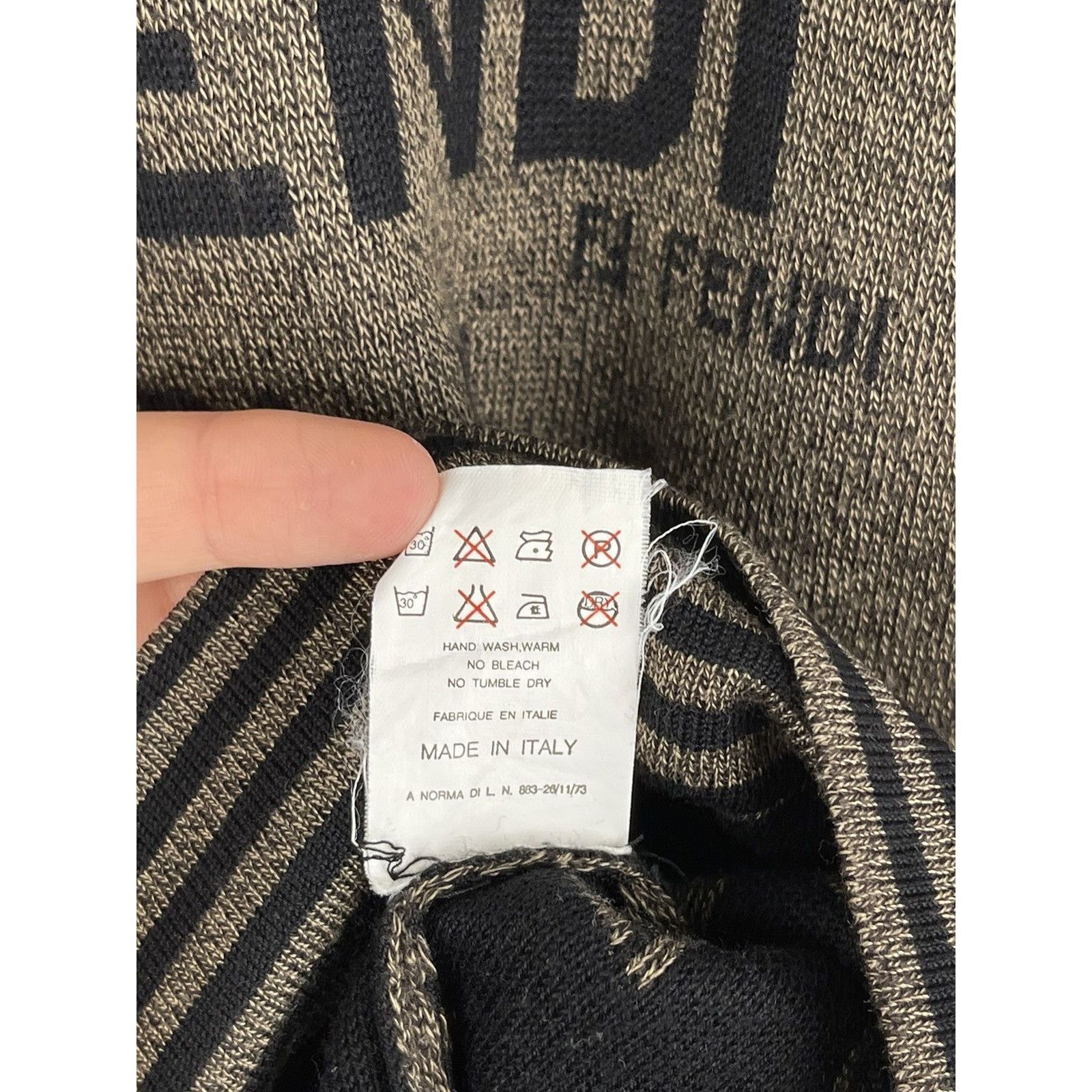 Vintage Fendi FF Logo Zucca Monogram Mare Wool Sweater