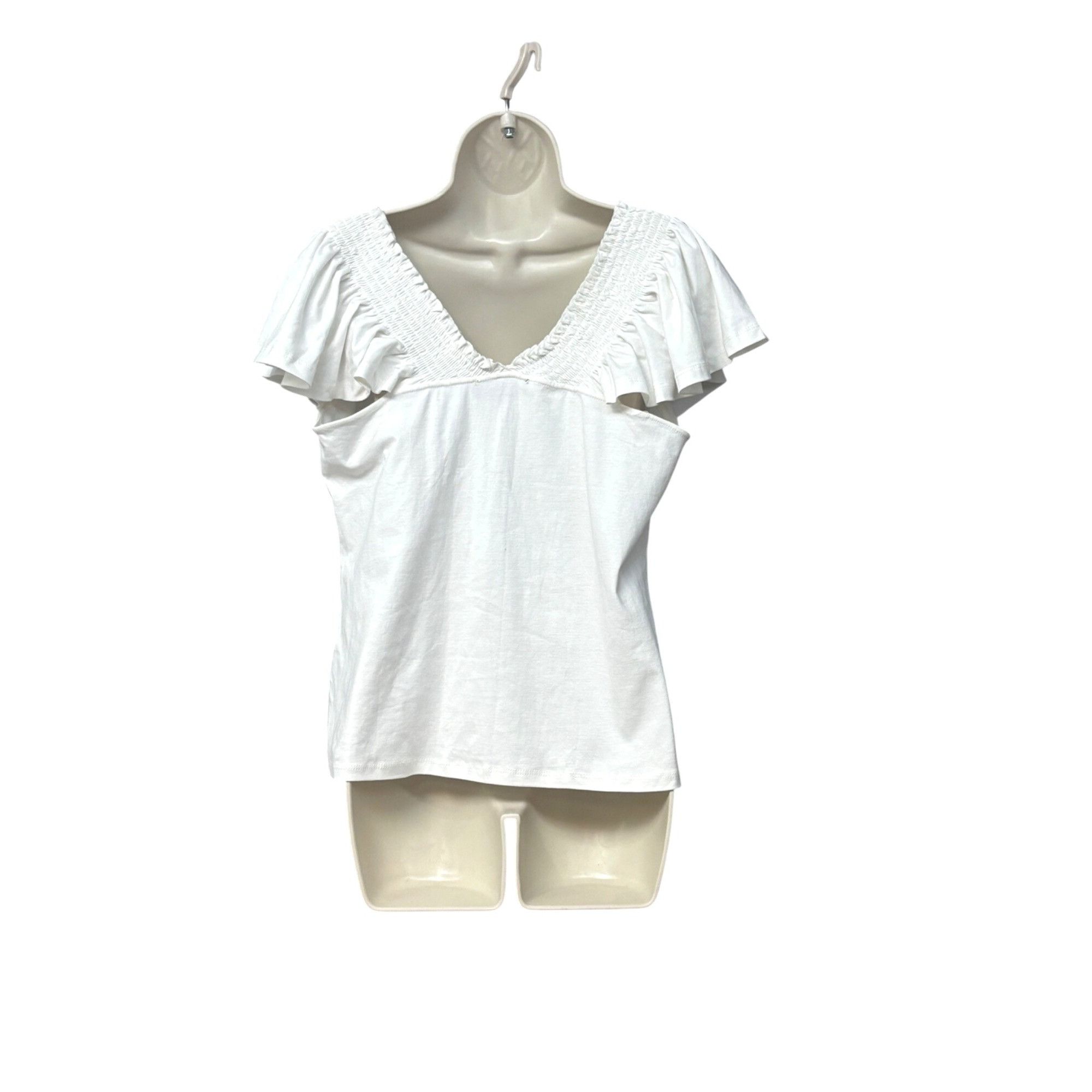 Other Catherine Malandrino Flutter-Sleeves Top, White, L Size L / US 10 / IT 46 - 12 Thumbnail