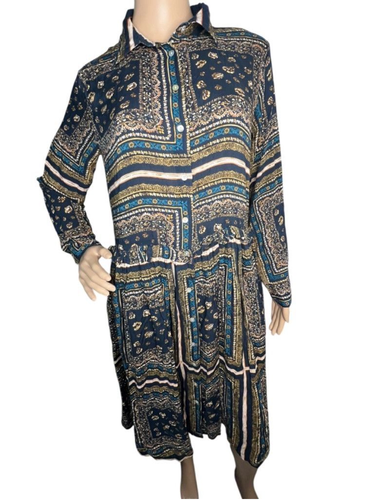 Zara ZARA Multi Pattern Dress Long Sleeve Button Up TShirt Dress Size M / US 6-8 / IT 42-44 - 1 Thumbnail