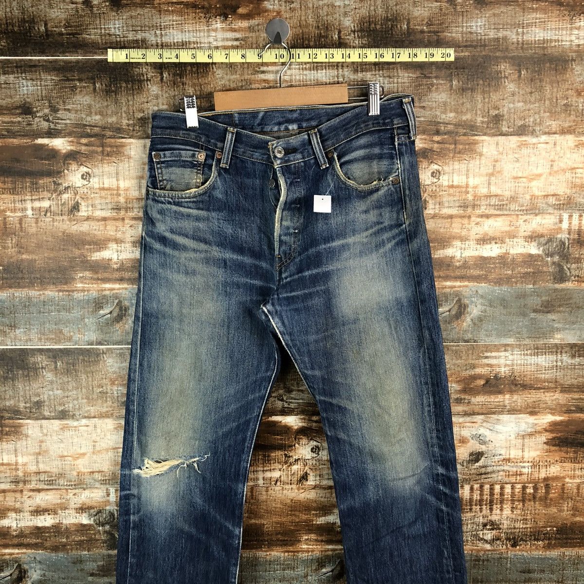 Levi's 501 Levis Blue Distressed ripped Denim Pants #A1443 Size US 30 / EU 46 - 2 Thumbnail