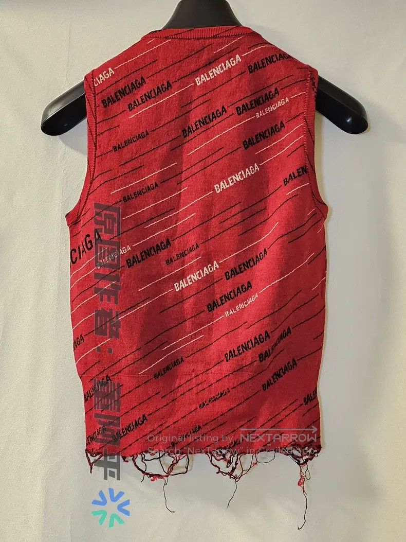Balenciaga Balenciaga Wool Vest Red Full Logo Design Size US M / EU 48-50 / 2 - 3 Thumbnail