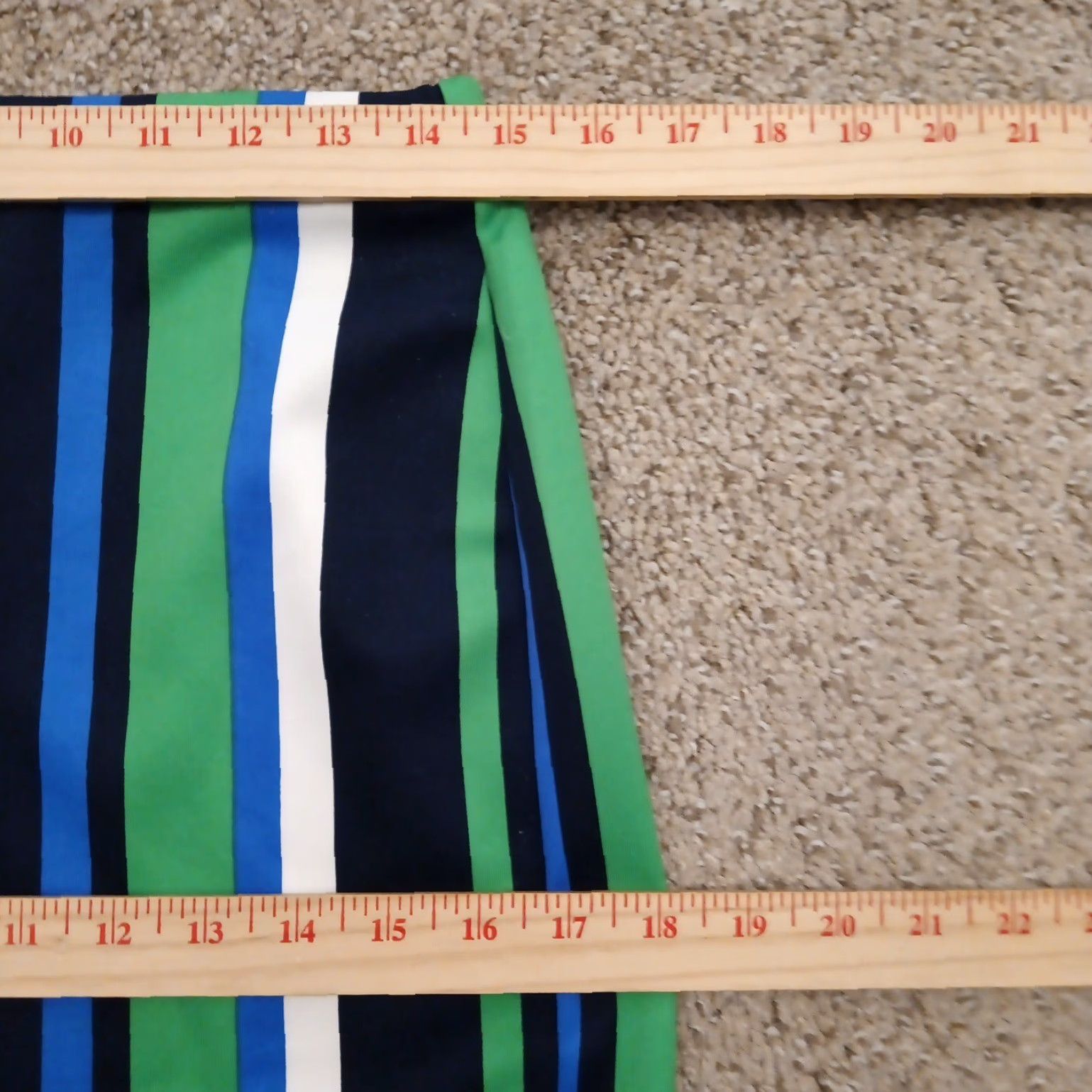 Vintage NYCC Skirt Small Blue Green Striped Knee Length Pencil Pull On Slit Size 28" / US 6 / IT 42 - 3 Thumbnail