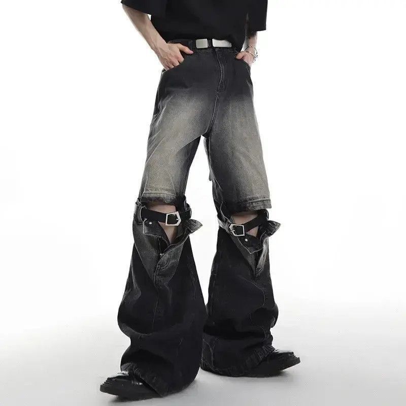 Japanese Brand Bell-bottomed jeans wide legs straight with a joint punk Size US 32 / EU 48 - 4 Thumbnail