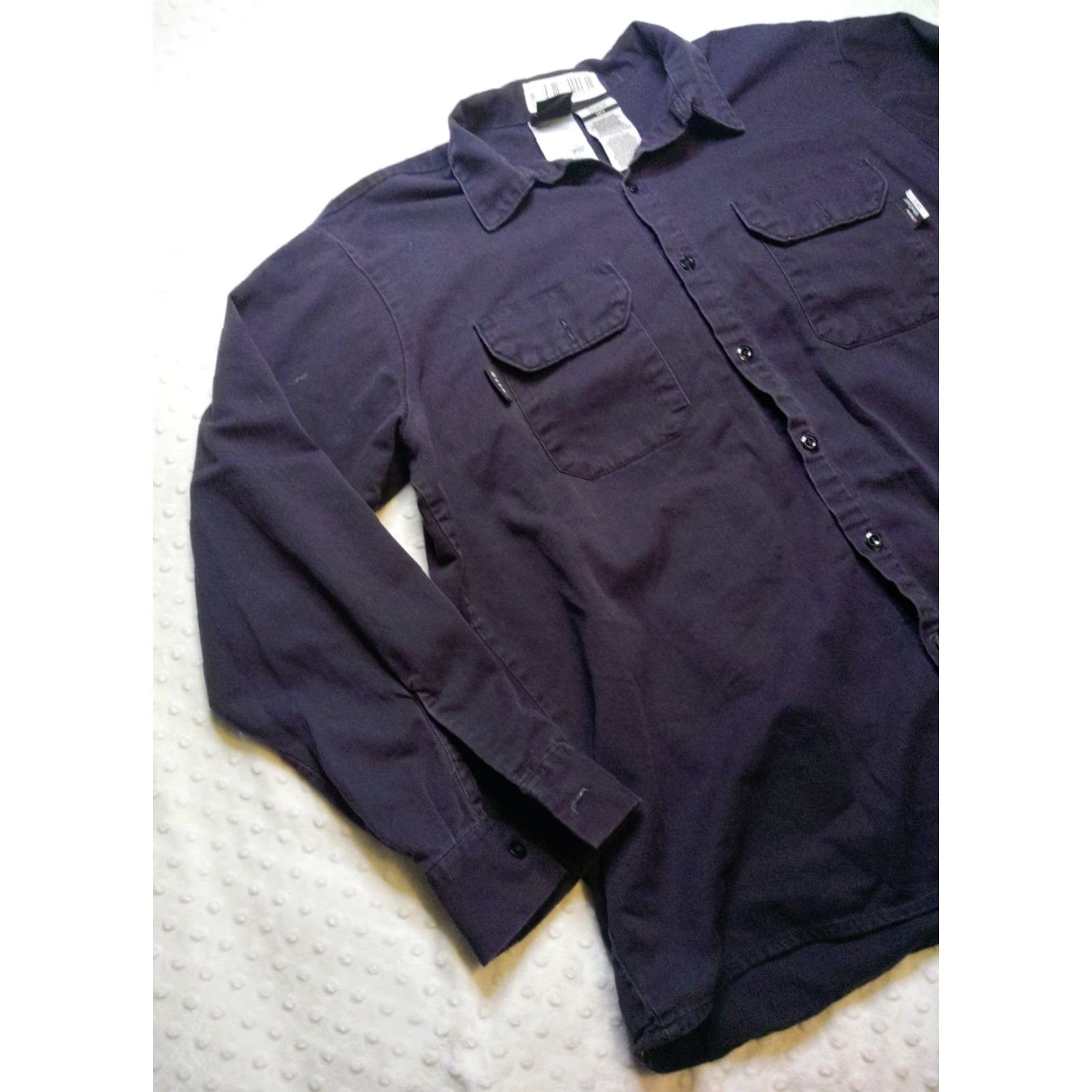 Essentials Steel Guard Essentials Mens Shirt Large Navy Blue Twill Button-Up Pocketed Workwear Cat Classic Biker Size US L / EU 52-54 / 3 - 3 Thumbnail