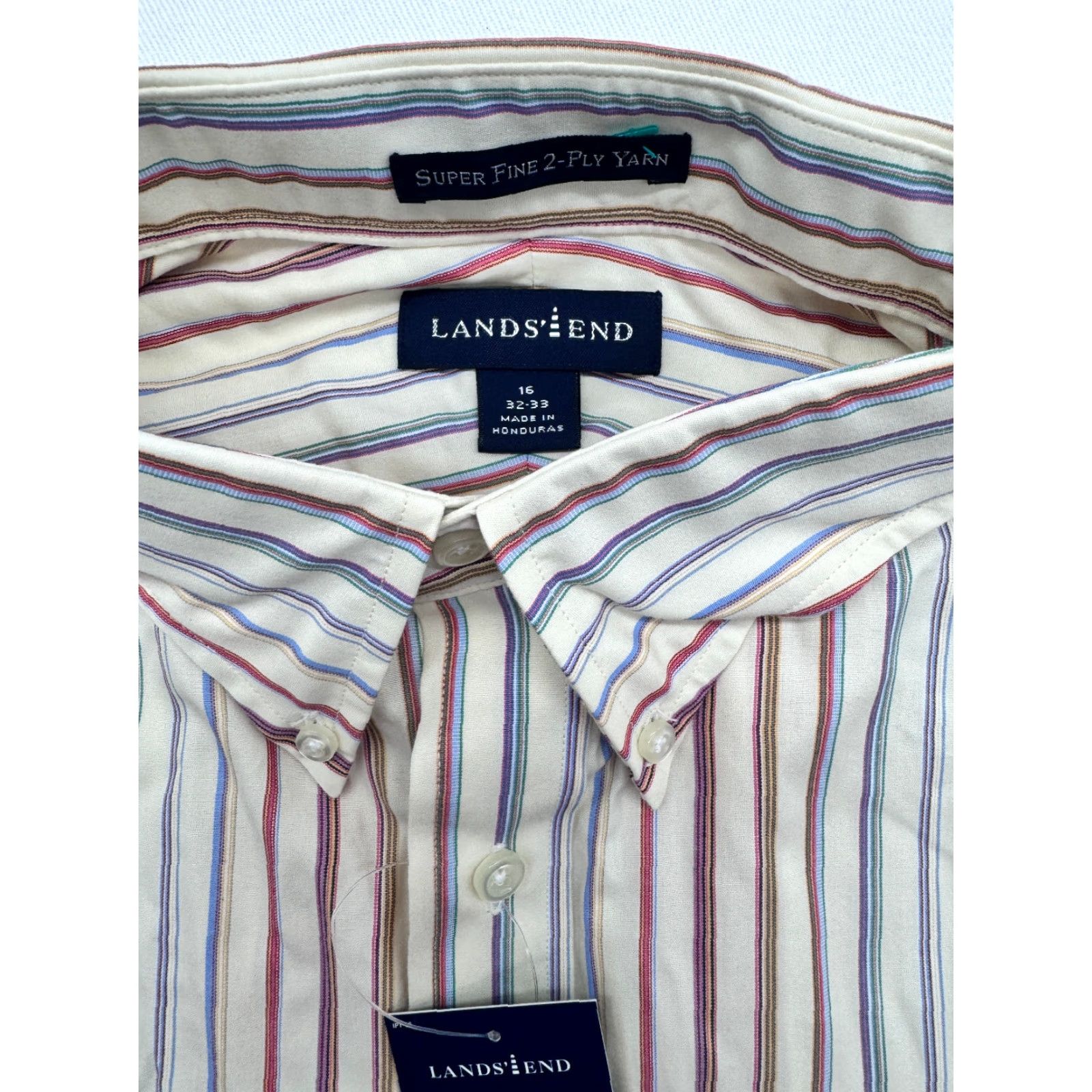 Lands' End VINTAGE Lands' End Long Sleeve Button-Down Mens Large Striped Shirt Cotton NWT 2160 Size US L / EU 52-54 / 3 - 2 Thumbnail