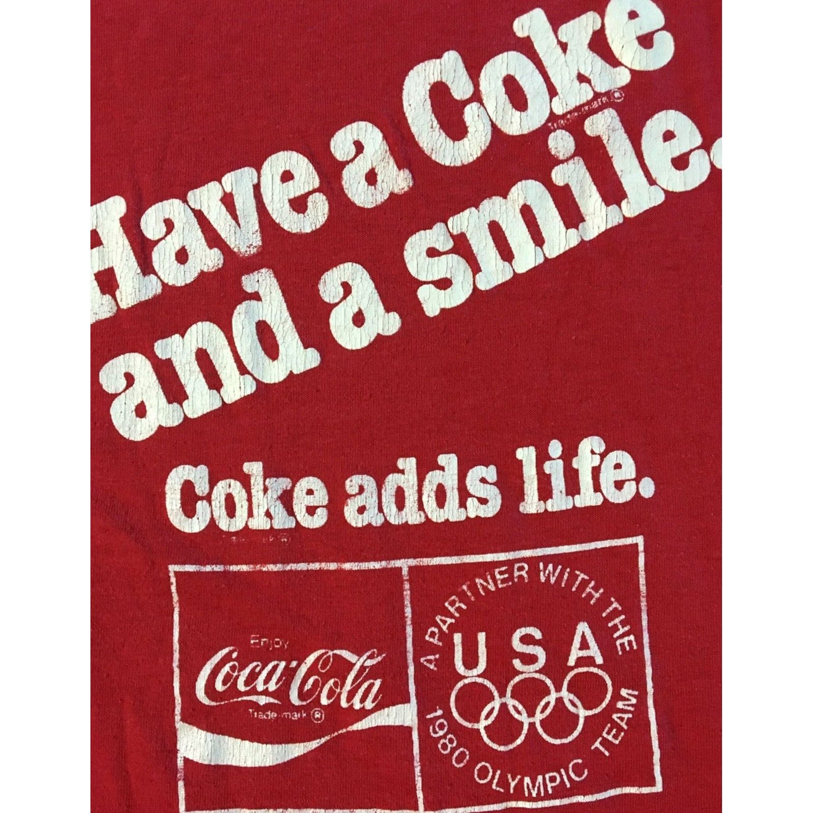 Vintage VINTAGE Coca-Cola 1980s Promo Shirt S M Single Stitch USA Red Nike? Size US M / EU 48-50 / 2 - 3 Thumbnail