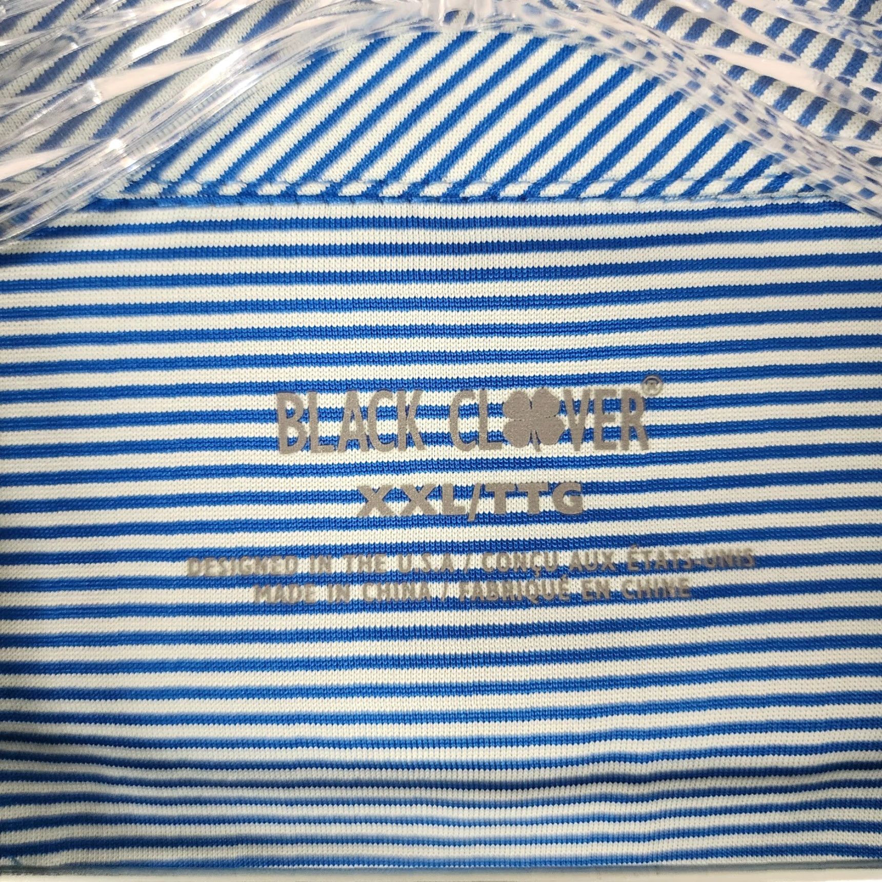 Vintage BLACK CLOVER Blue White Striped Polo Shirt Adult 2XL Short Sleeve Mens Size US XXL / EU 58 / 5 - 5 Thumbnail