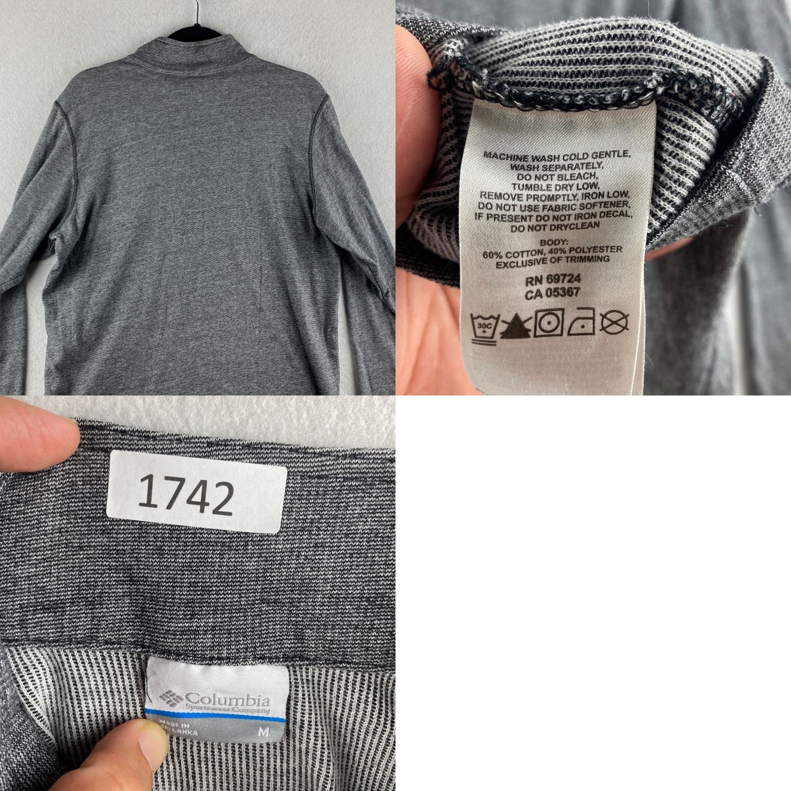 Vintage Columbia Mens Sweater Gray M 1/4 Zip Pullover Long Sleeve High Neck Lightweight Cotton Polyester Logo Shirt Size US M / EU 48-50 / 2 - 8 Thumbnail