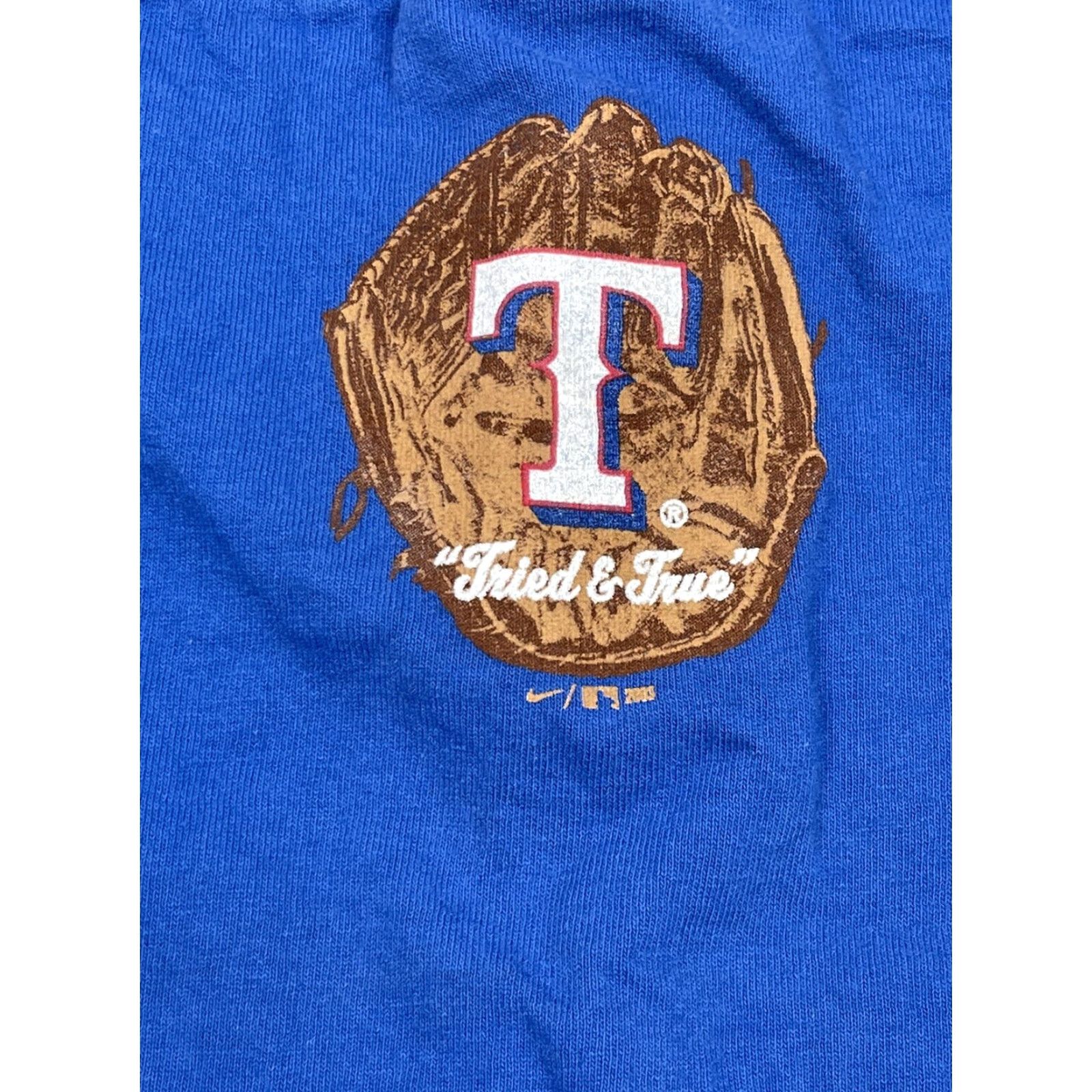 Nike VINTAGE Nike Mens T-Shirt MLB Texas Rangers Center Swoosh Crew Neck Short Sleeve Blue L Size US L / EU 52-54 / 3 - 5 Thumbnail