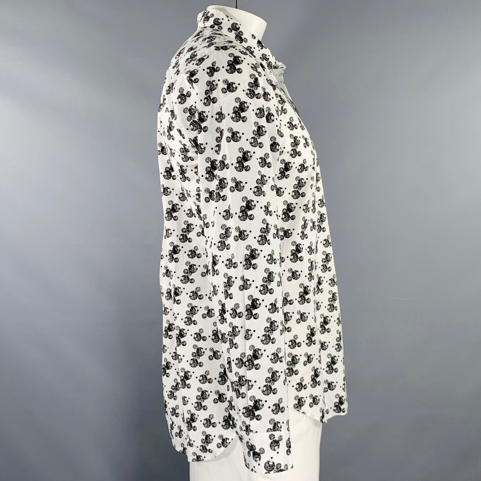 Comme des Garcons Homme Size L Mickey Mouse White Black Cotton Long Sleeve Shirt Size US L / EU 52-54 / 3 - 3 Thumbnail