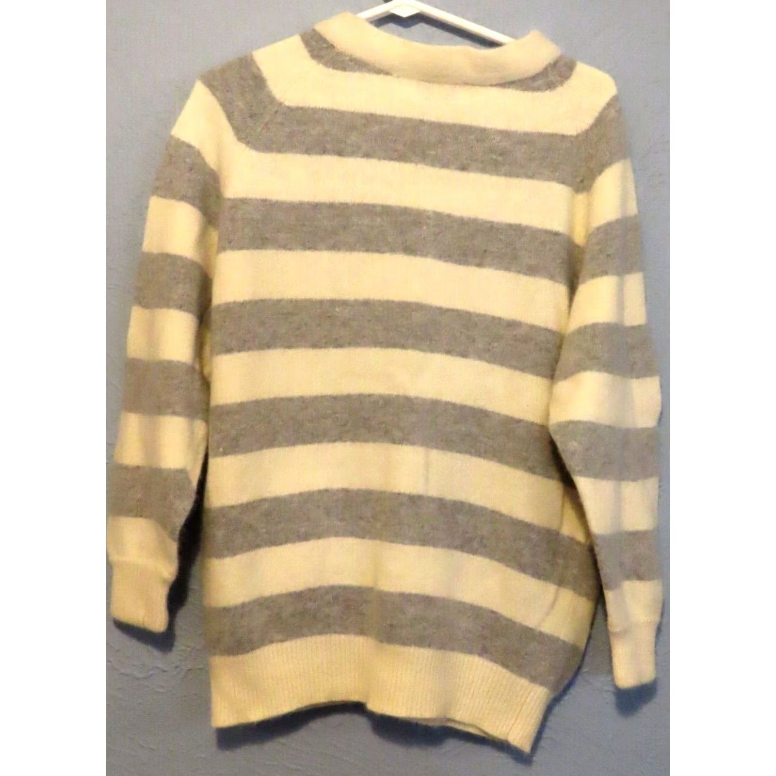 Vintage VINTAGE Tony Lambert Women Sweater L Wool Striped Crew Neck Pullover White N/A Size L / US 10 / IT 46 - 6 Thumbnail