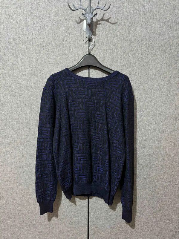Versace Versace Blue Cotton Knit Sweater for Men 0089 Size US XL / EU 56 / 4 - 1 Thumbnail