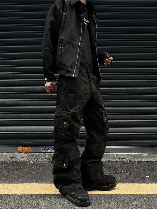 VIBE Denim Cargo Pants Dirtyfit Straight Micro Flared Jeans Size US 33 - 4 Thumbnail