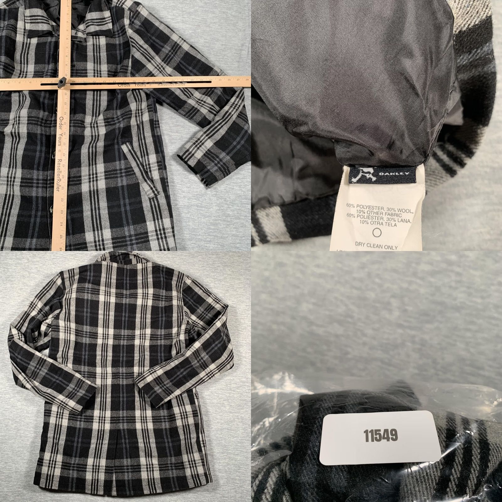 Oakley Oakley Jacket Womens Small Black Gray Plaid Button Front Wool Blend Long Coat Size S / US 4 / IT 40 - 8 Thumbnail