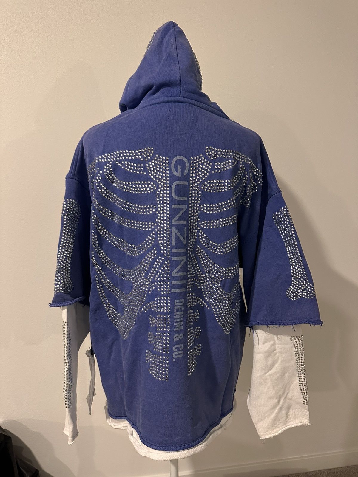 Other GUNZINII - RHINESTONE SKELETON HOODIE - ROYAL -Size M NWT Size US M / EU 48-50 / 2 - 3 Thumbnail