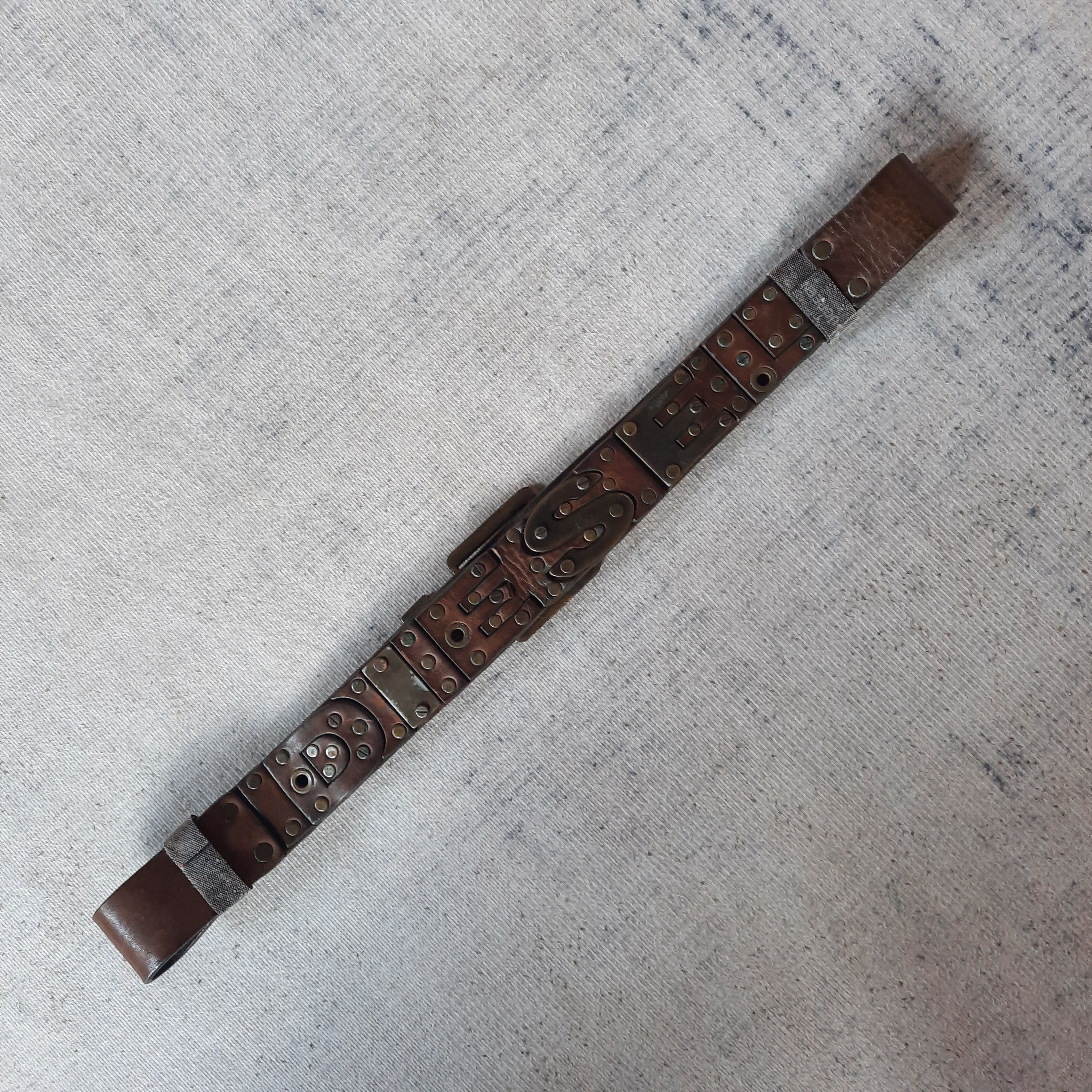 Vintage 💥 Vintage diesel solid brass spellout punk leather belt Size ONE SIZE - 8 Thumbnail