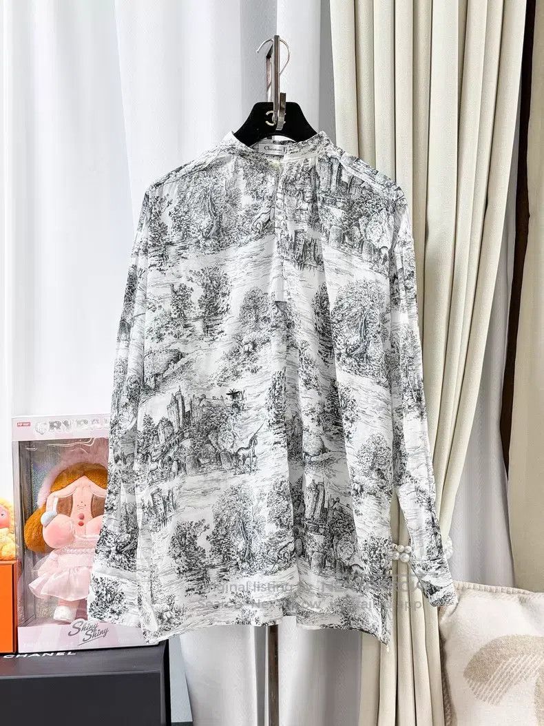 Dior Dior Black and white ink print long-sleeved shirt Size XS / US 0-2 / IT 36-38 - 1 Thumbnail