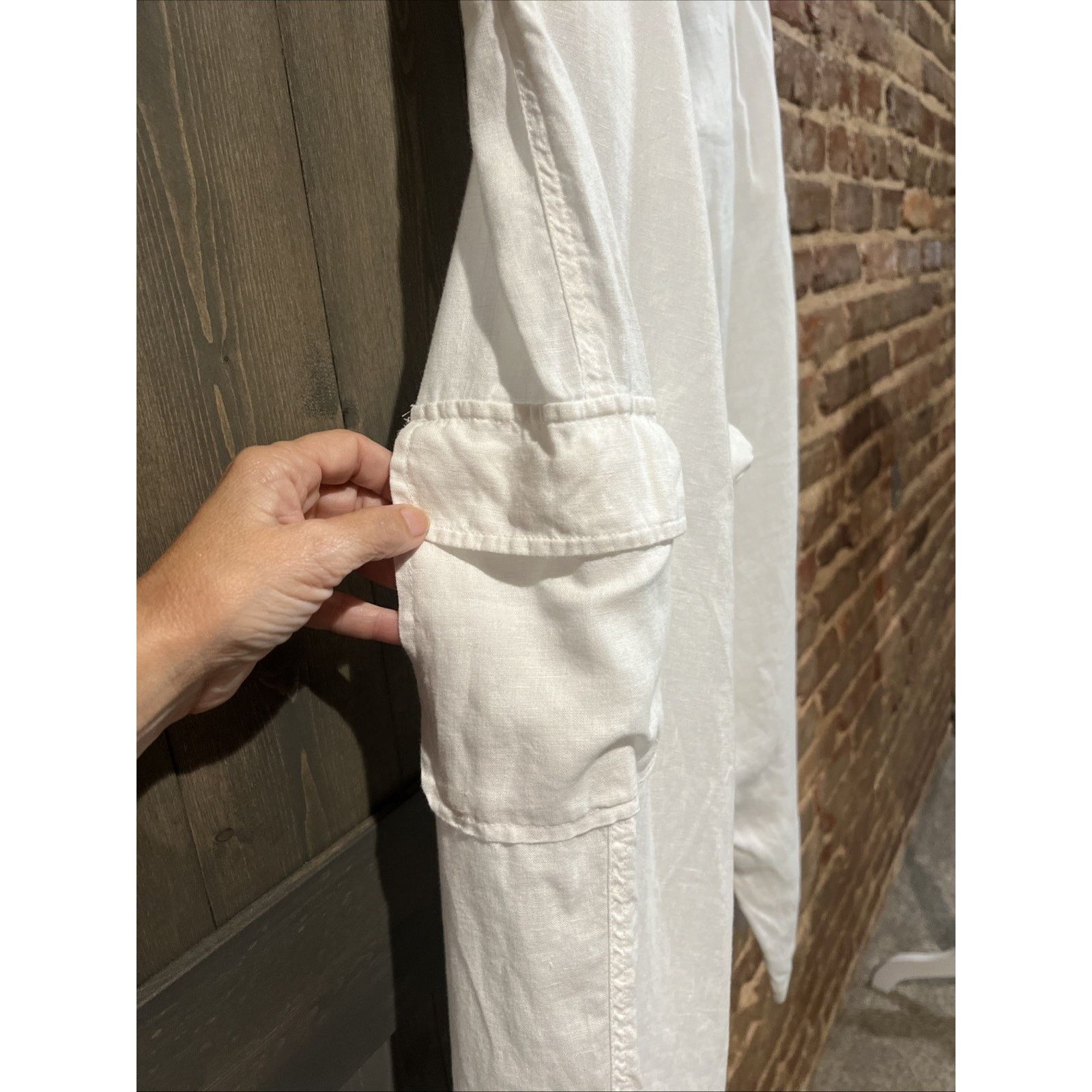 Other Rachel Roy Women's 100% Linen Cargo Pant Ivory Size XL Beach Size 34" / US 12 / IT 48 - 9 Thumbnail