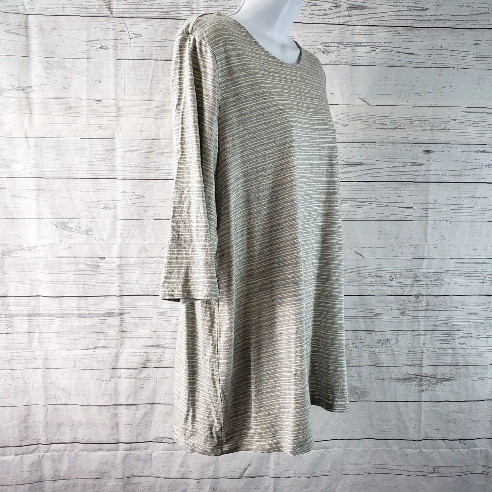 J. Jill VINTAGE PureJill Womens Tunic Top Gray Striped Cotton Blend 3/4 Sleeve L Large Shirt Womens Size L / US 10 / IT 46 - 3 Thumbnail
