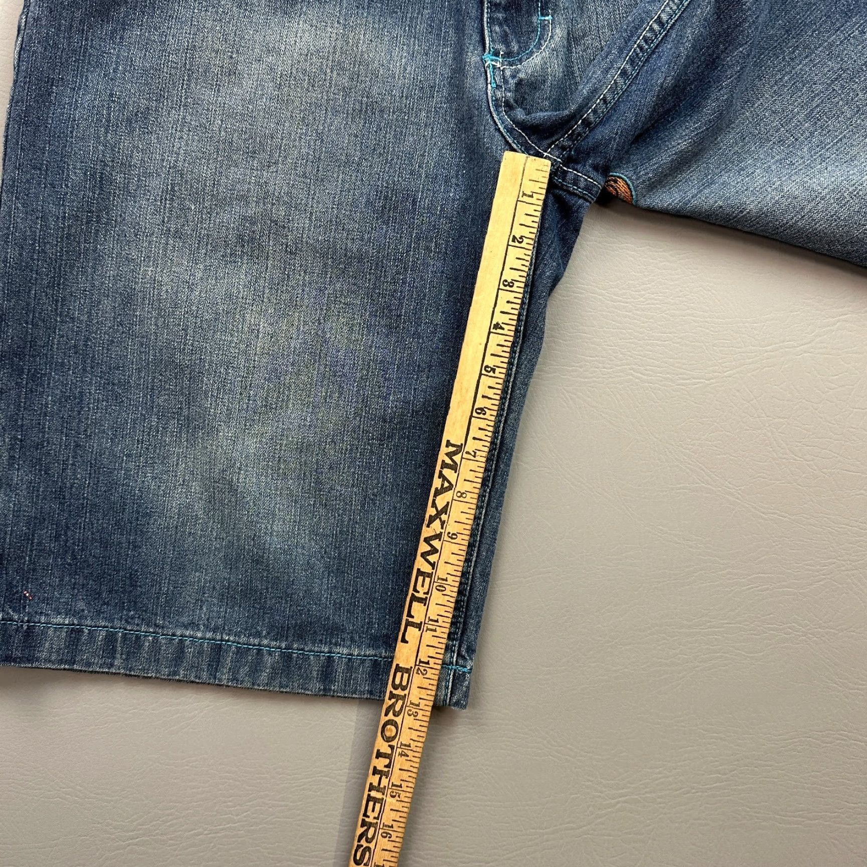 Denime VINTAGE Jinzu Shorts Mens 34 Blue Denim Baggy Embroidered Hip Hop Punk Skate Y2K Size US 34 / EU 50 - 2 Thumbnail