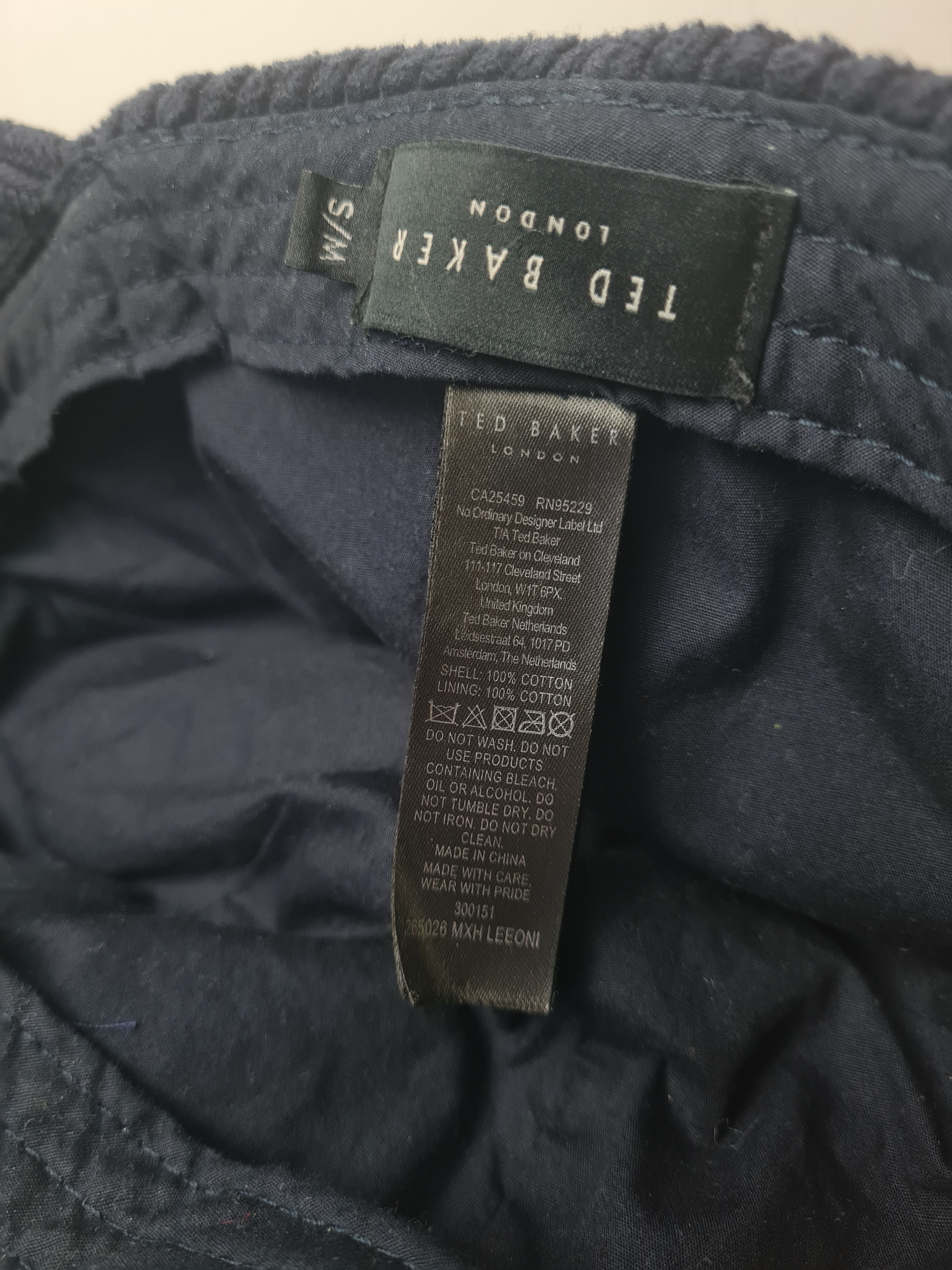Ted Baker Ted Baker London Corduroy Baseball Cap Navy Hat Cord Cotton Size ONE SIZE - 8 Thumbnail