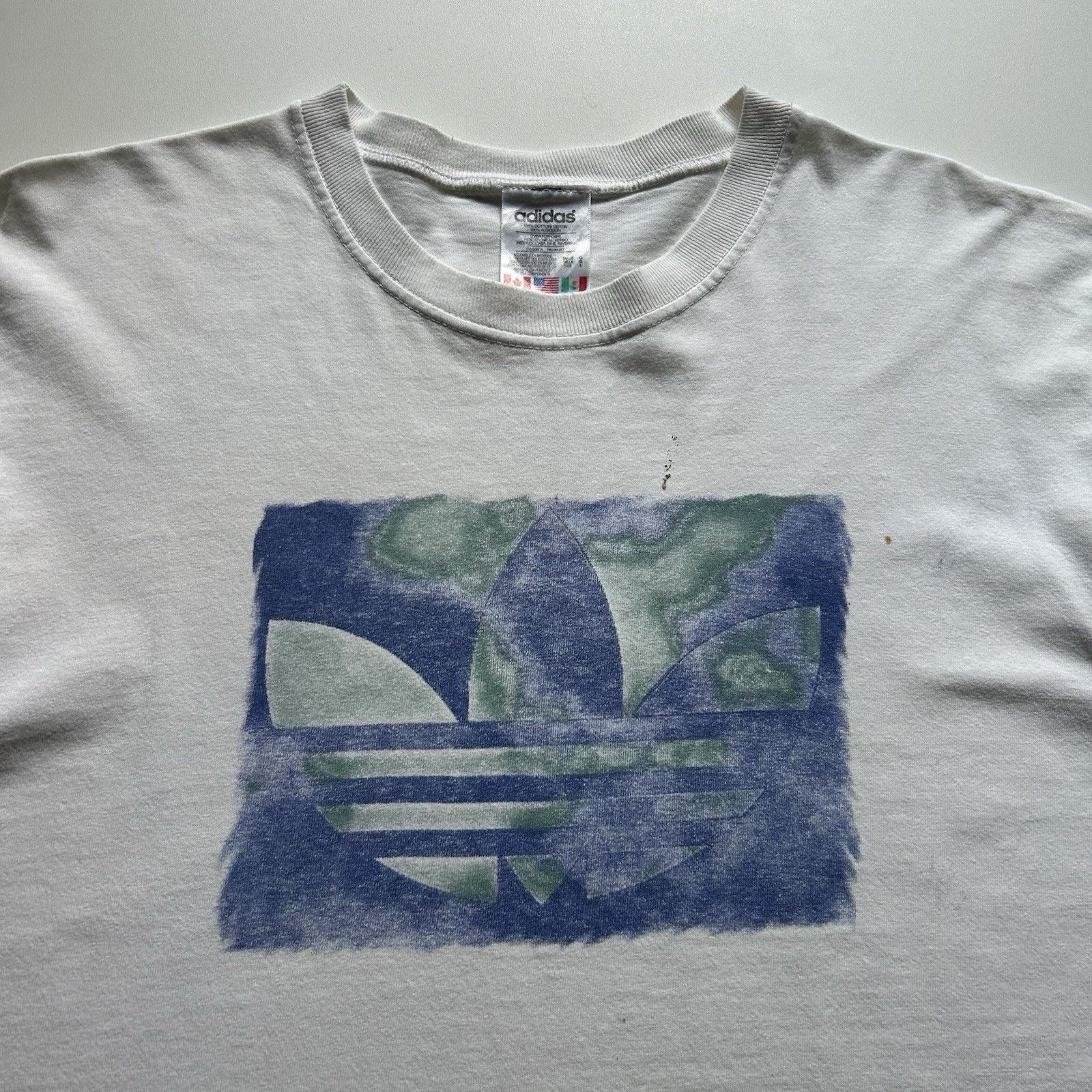 Adidas × Vintage Vintage 90 Adidas Trefoil Shirt Large Distressed White Rare Size US L / EU 52-54 / 3 - 2 Thumbnail