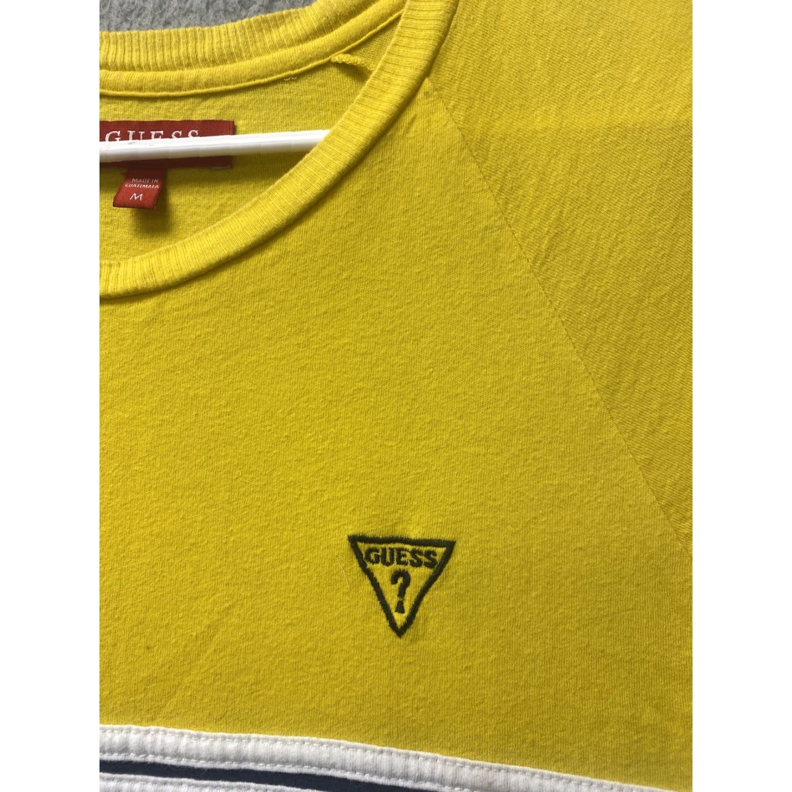Guess GUESS Shirt Adult yellow Navy Blue Casual Logo Modern Fit Mens M 102-28 Size US M / EU 48-50 / 2 - 2 Thumbnail