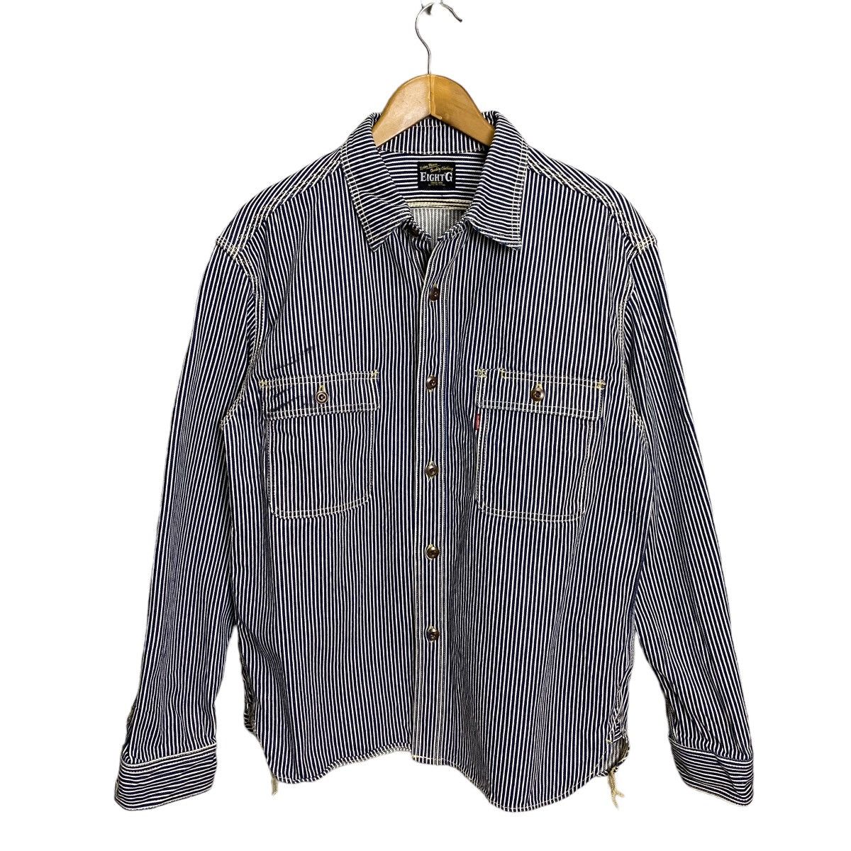image of Eight G Hickory Denim Button Jacket 15 Oz in Hickory Stripe, Men's (Size Medium)