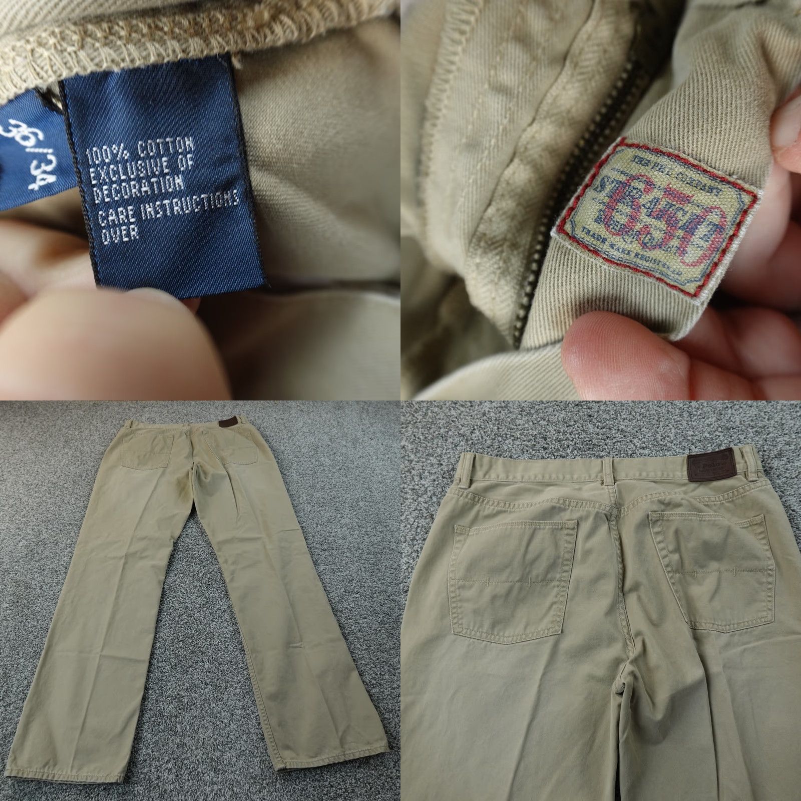 Polo Ralph Lauren Polo Ralph Lauren Jeans Mens 36X34 Beige Tan Denim Pants 650 Straight Preppy VTG Size US M / EU 48-50 / 2 - 8 Thumbnail