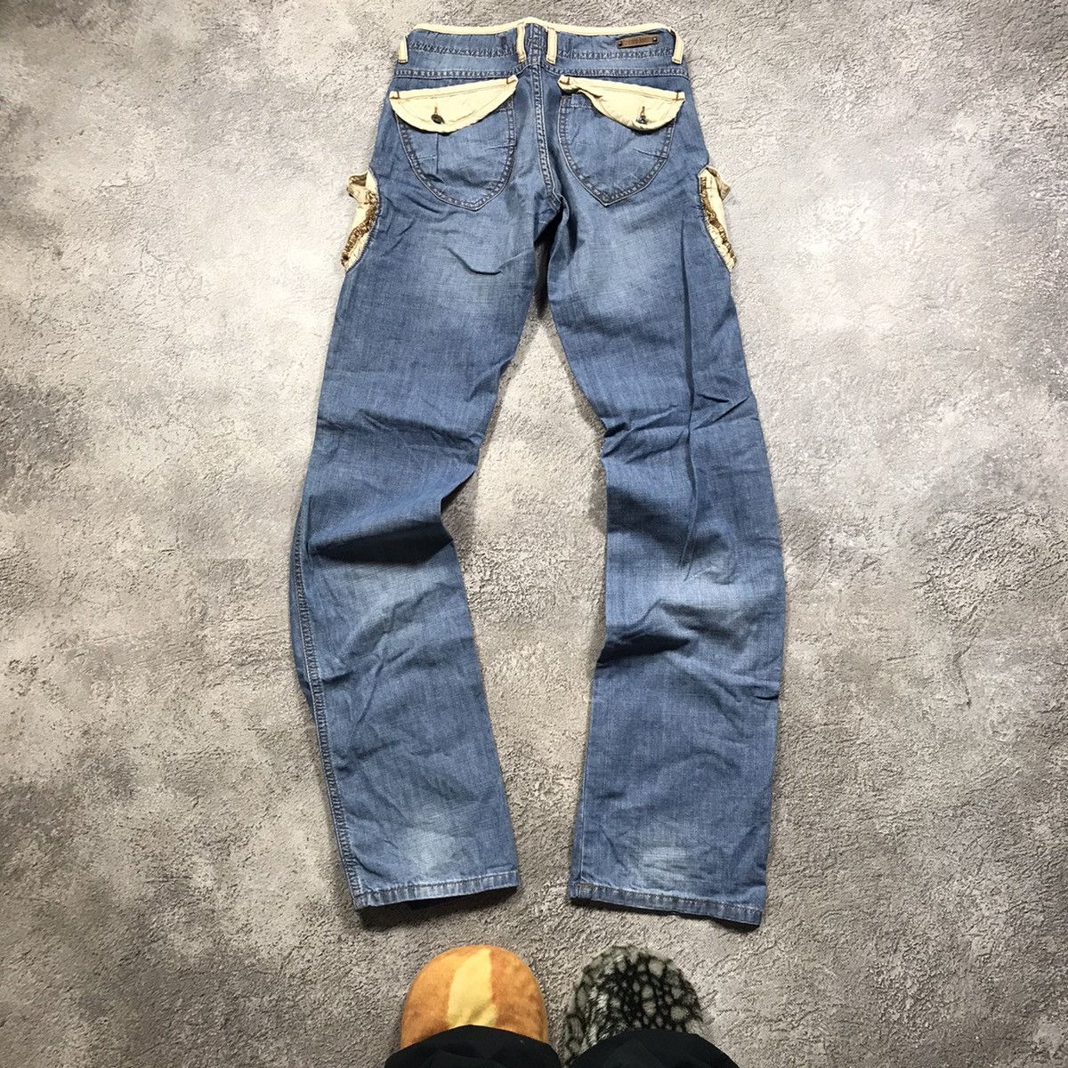 Vintage Vintage 90s Distressed Baggy Cargo Jeans Skate Y2K Logo 26 Size 26" / US 2 / IT 38 - 4 Thumbnail
