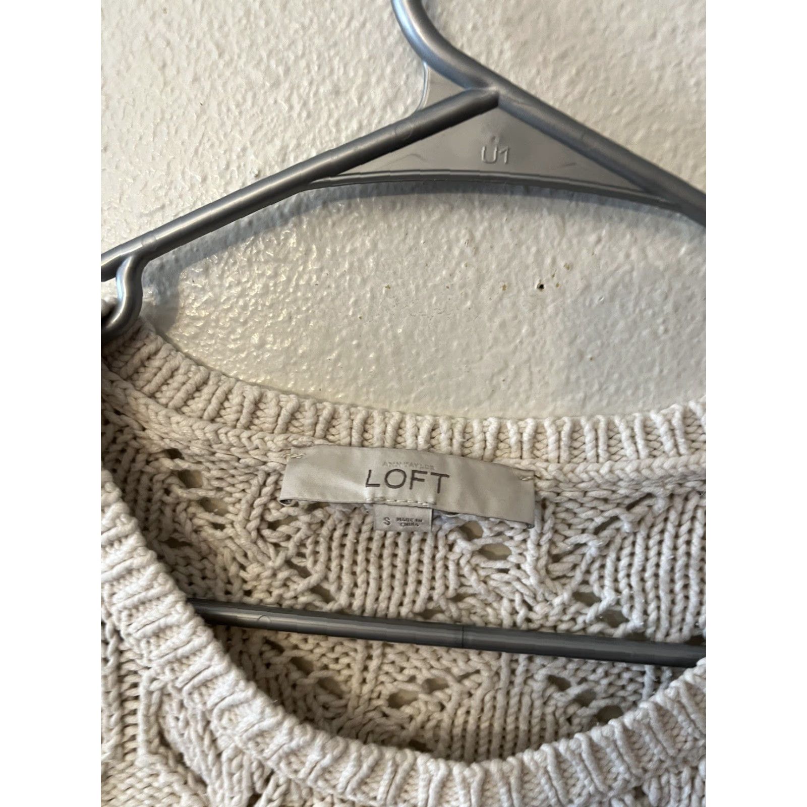 Loft LOFT Ivory Lace Knit Crew Neck Sweater Women's S Open-Knit Casual Pullover Size S / US 4 / IT 40 - 3 Thumbnail