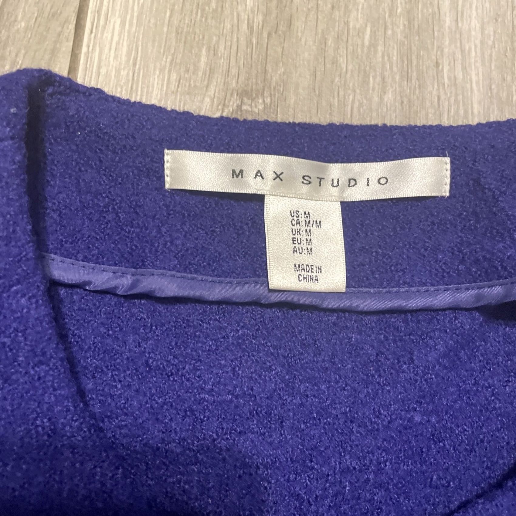 Vintage Max Studio Coat Wool Blend Full Zip M Purple Women Overcoat Pockets Size M / US 6-8 / IT 42-44 - 4 Thumbnail