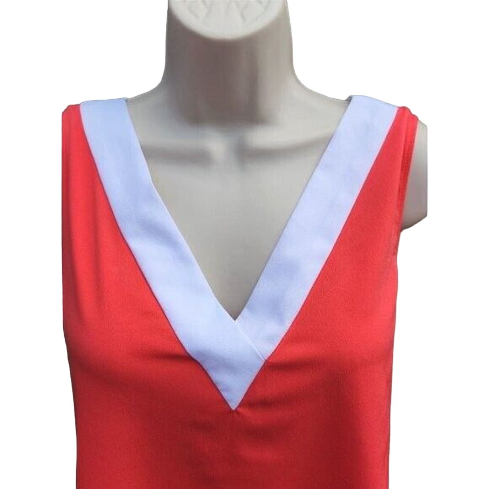 Banana Republic Banana Republic Women's Tank Small Coral White V-Neck Size S / US 4 / IT 40 - 7 Thumbnail