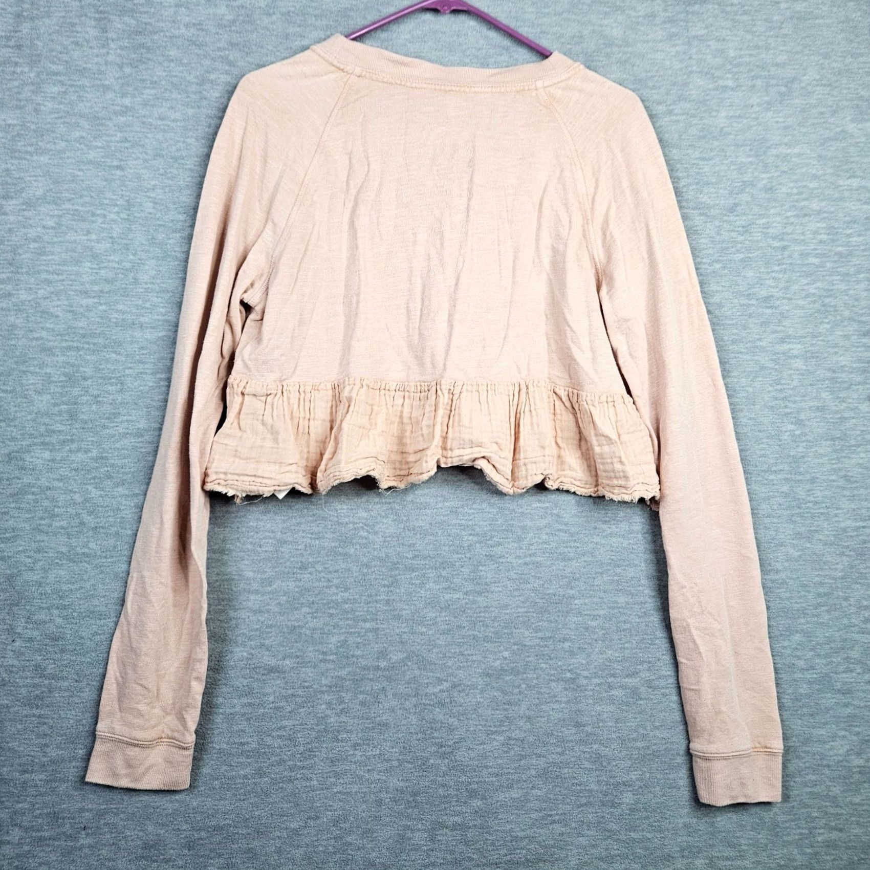 Free People Free People Sweet Jane Pink Tie V-Neck Long Sleeve Sweatshirt Top Size S Womens Blouse Pink Tie V-Neck Long Sleeve Casual Shirt - 400 Size S / US 4 / IT 40 - 2 Thumbnail