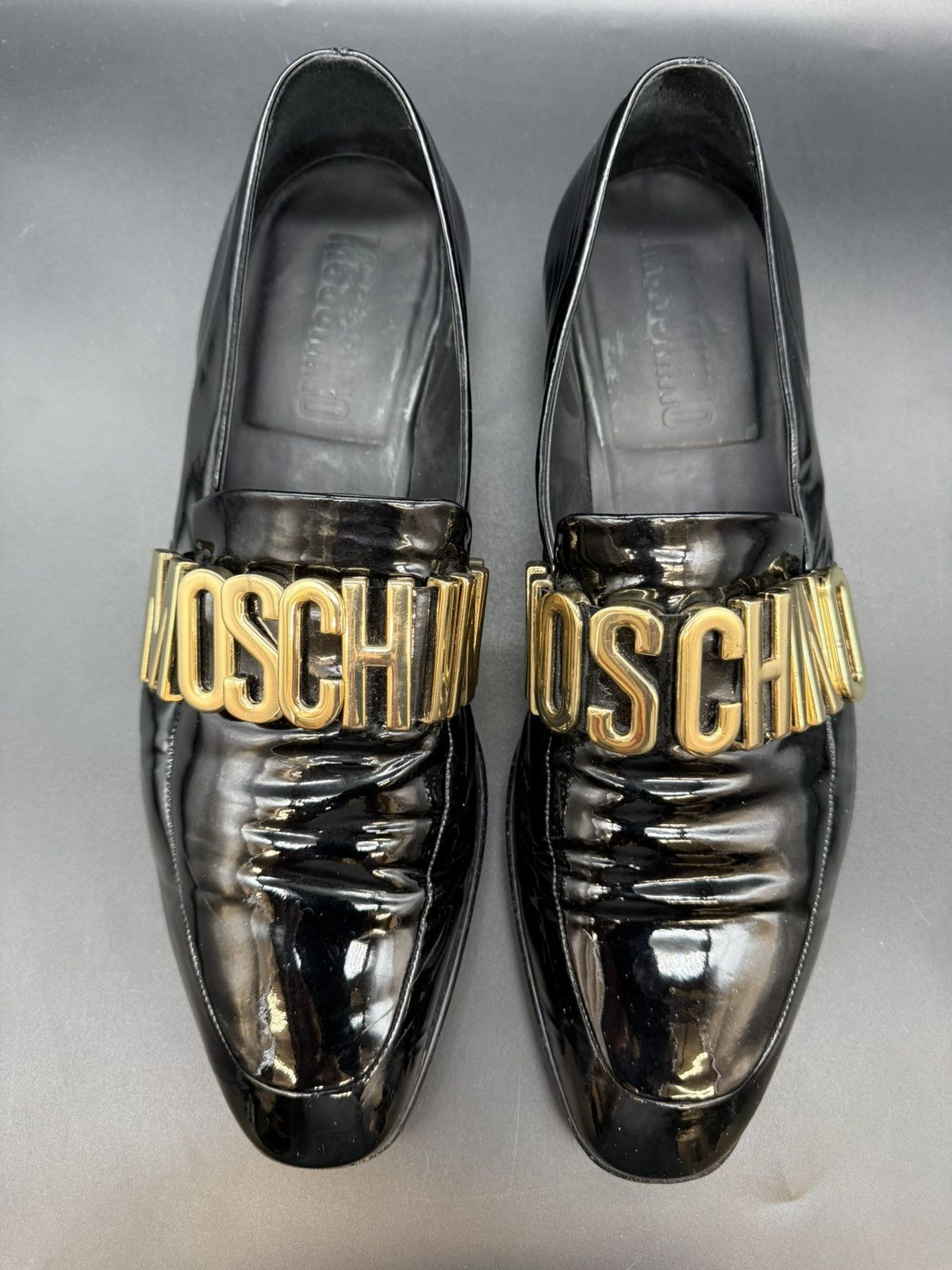 Moschino MOSCHINO Patent Leather Gold Letter Logo Loafers IT 44 US 11 Size US 11 / EU 44 - 3 Thumbnail