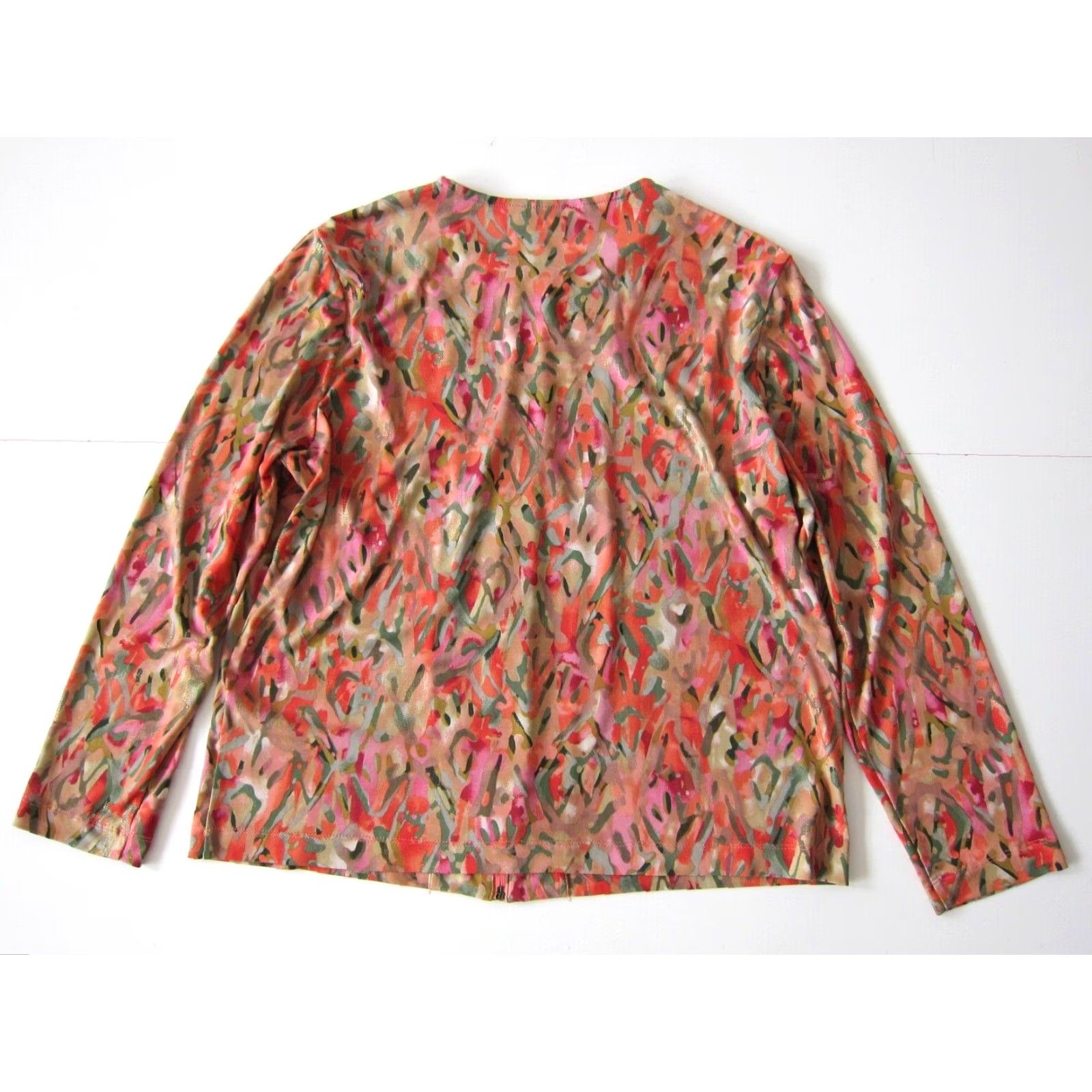 Pinko TanJay Pink Blouse Women Size PM Long Sleeve Crew Neck Zip Full Zipper Camouflage TanJay Pink Green Orange Size M / US 6-8 / IT 42-44 - 2 Thumbnail