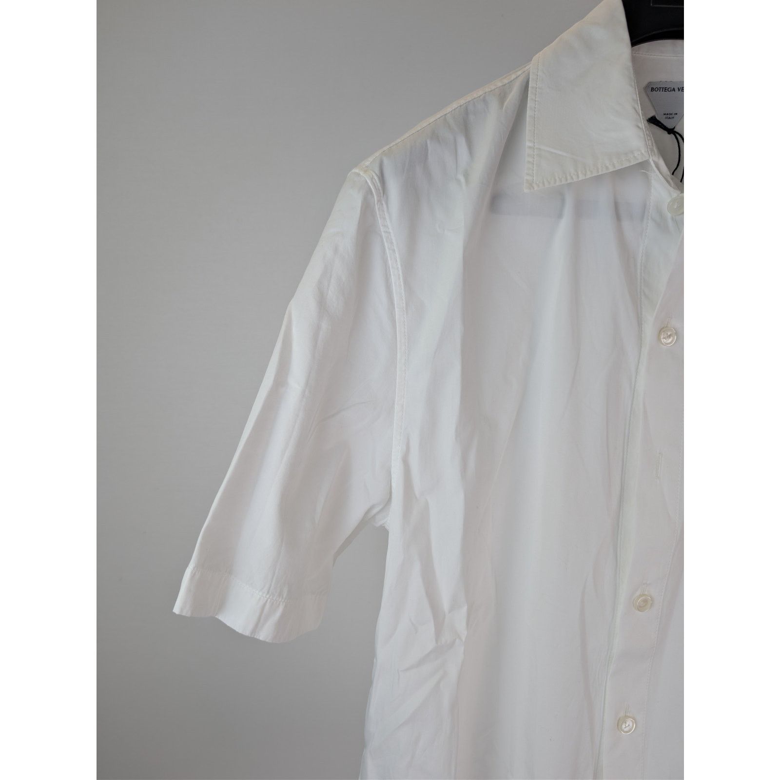 Bottega Veneta o1rshd1 Compact Cotton Button-Up Shirt in Optic White Size US S / EU 44-46 / 1 - 6 Thumbnail