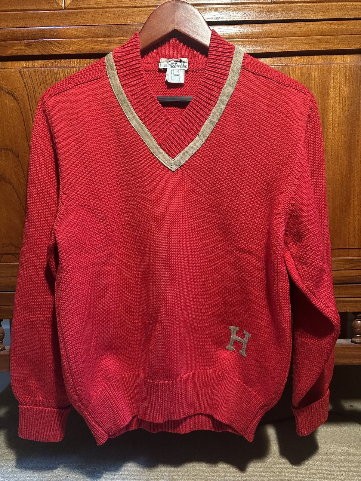 Hermes Vintage 50-60’s Hermes Wool Sweater with Suede Details Size US S / EU 44-46 / 1 - 1 Thumbnail