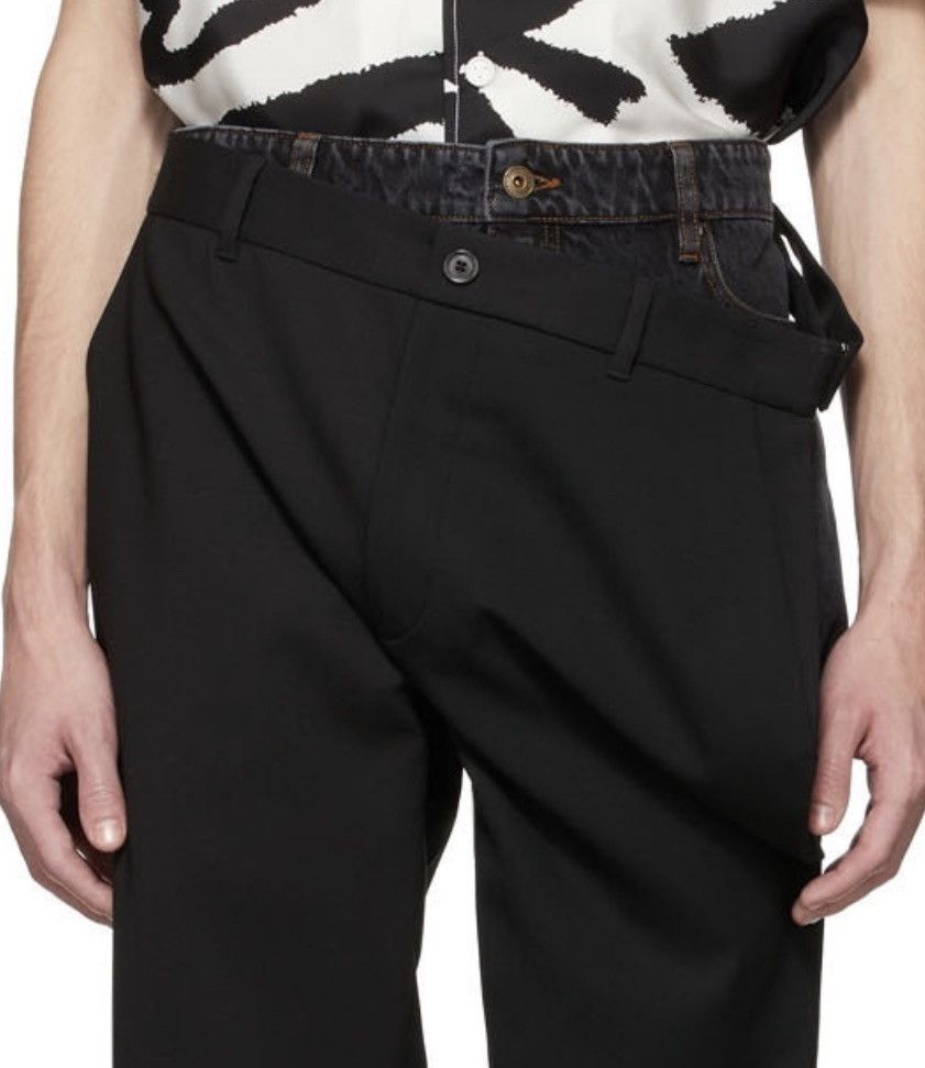 image of Yproject Szs “Lazy Trouser” Trouser Trompe L’Oeil Denim Layer Pant in Black, Men's (Size 32)