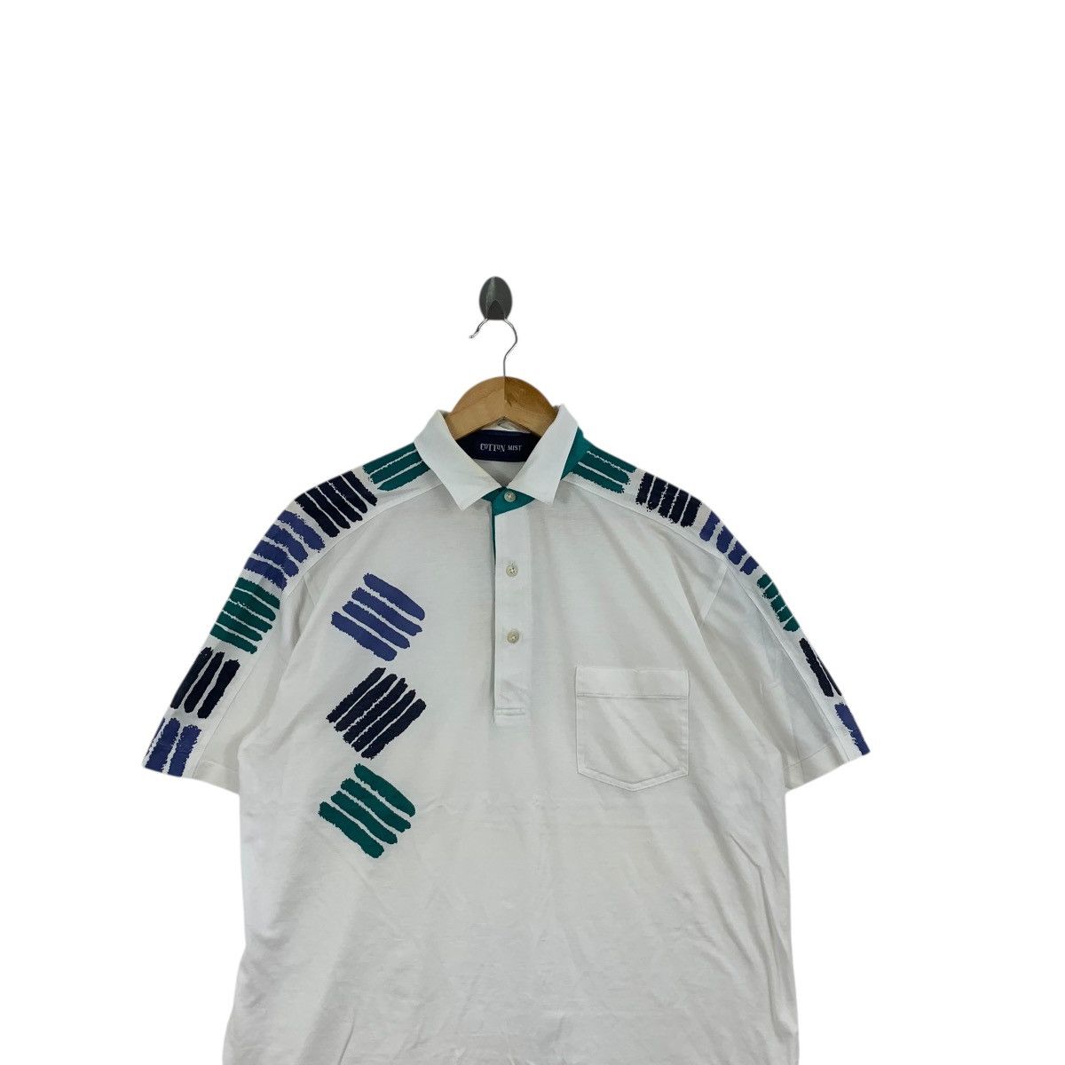 Vintage Vintage 90s COTTON MIST Abstract Painting Jersey Polo Tee Size US L / EU 52-54 / 3 - 2 Thumbnail