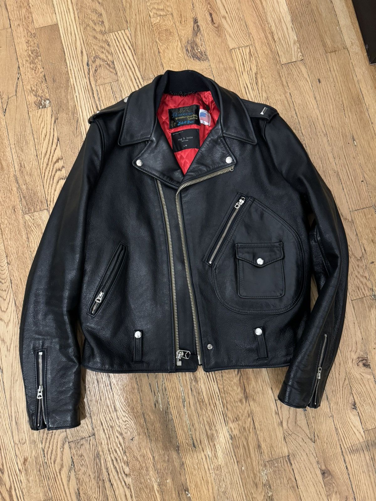 image of Rag Bone x Schott Perfecto Moto Jacket () in Black, Men's (Size Large)