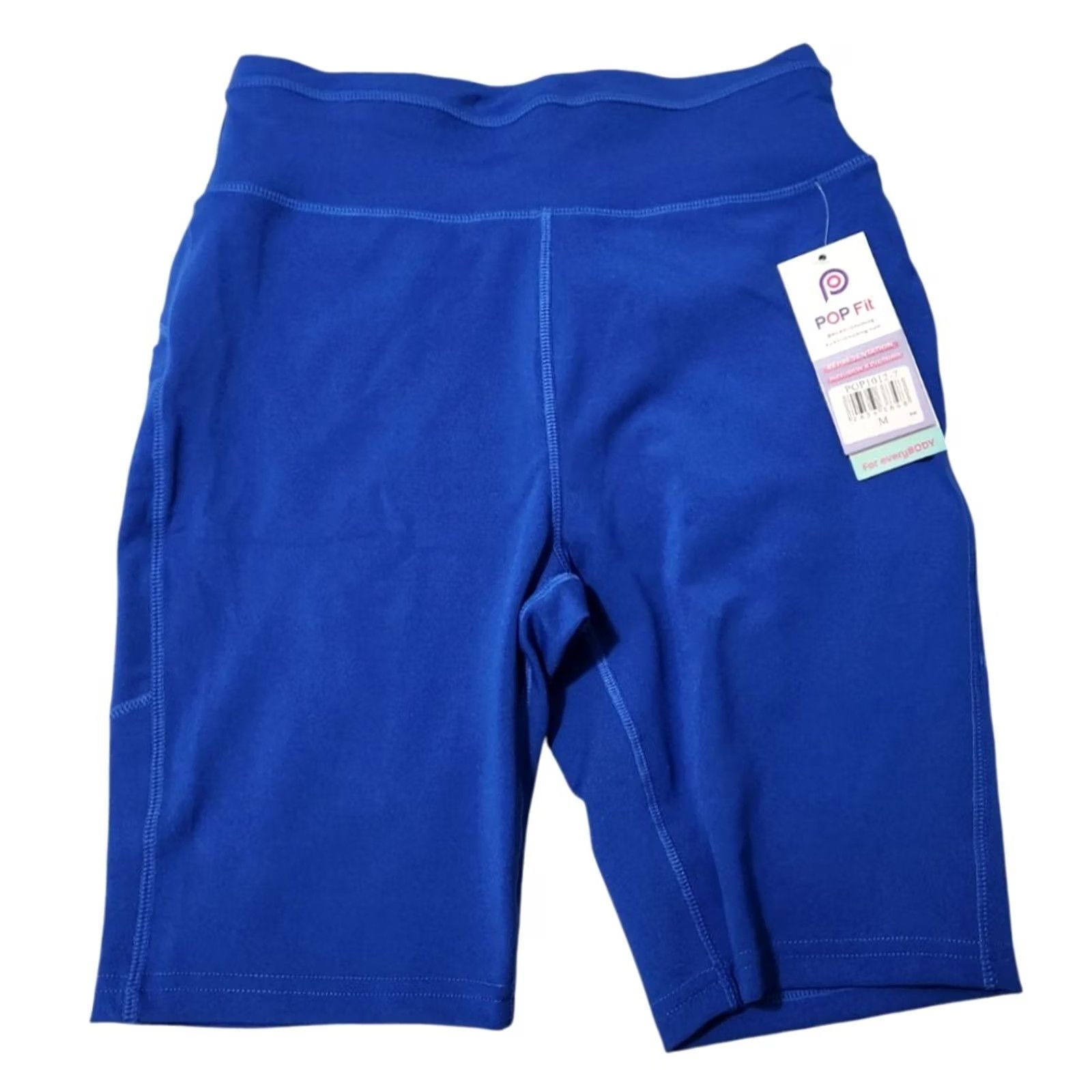 Vintage POP Fit Shorts Womens M High-Waisted Biker Style Pockets Blue POP1012-7 Size 32" / US 10 / IT 46 - 2 Thumbnail
