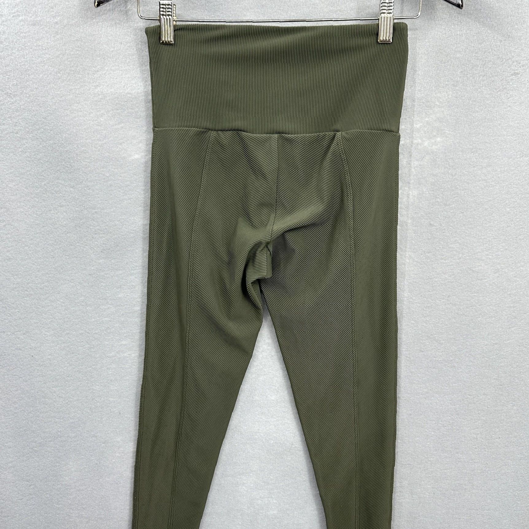 Onia Onia Leggings Womens Small Green Ribbed High Waist Yoga Athleisure Minimalist Preppy Size 28" / US 6 / IT 42 - 6 Thumbnail