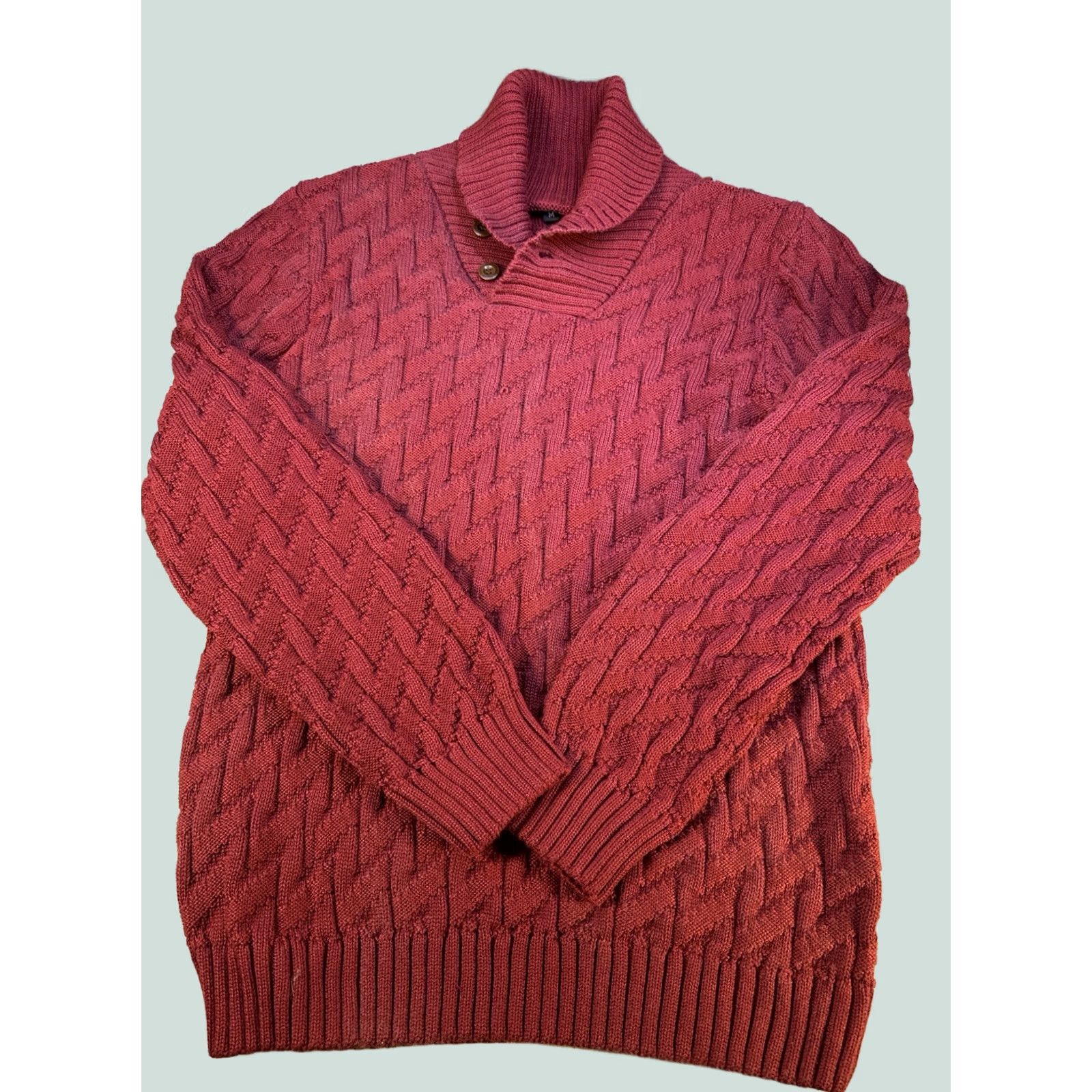 Etro VINTAGE Red Knit Sweater Male Medium Shawl Collar Pullover Textured Pattern Retro Mens Size US M / EU 48-50 / 2 - 1 Thumbnail