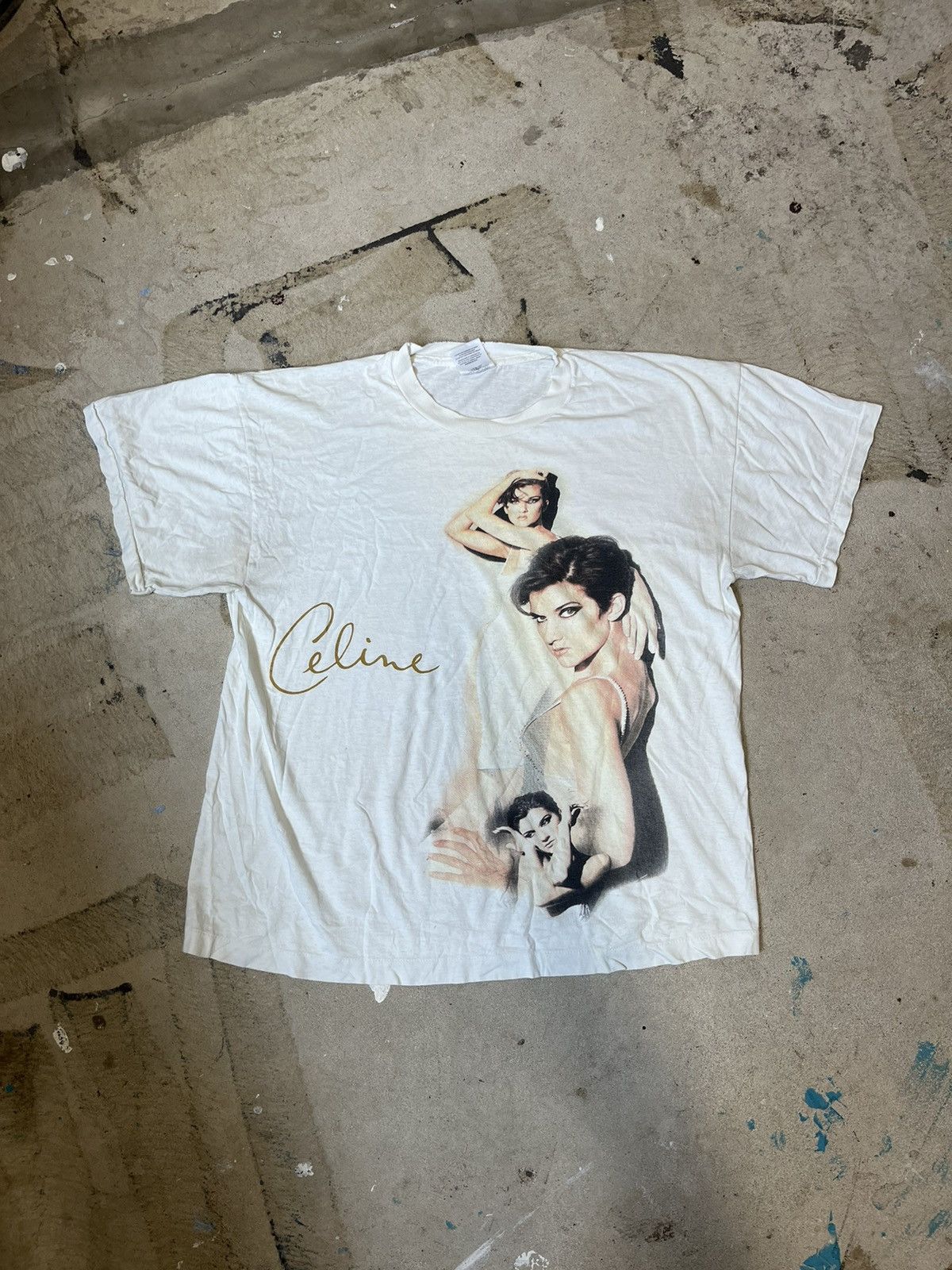 image of Band Tees x Vintage Celine Dion 1997 Tour Tee in White, Men's (Size XL)