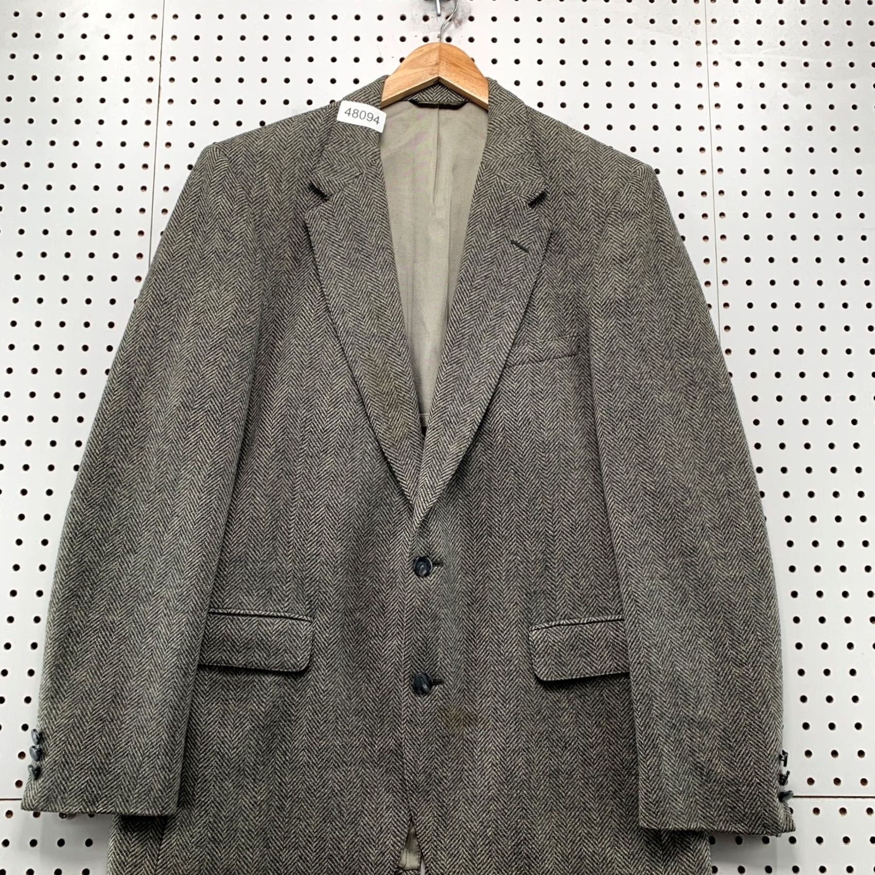 Vintage VINTAGE Jaymar Sansabelt Mens Blazer Sport Coat 40 Grey Herringbone Wool Jacket Size 40R - 6 Thumbnail