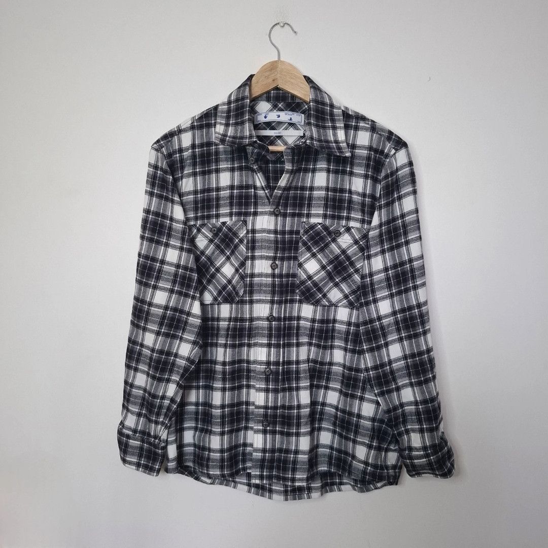 Off-White OFF-WHITE Black & White Checked Arrow Flannel Plaid Shirt Size US S / EU 44-46 / 1 - 2 Thumbnail