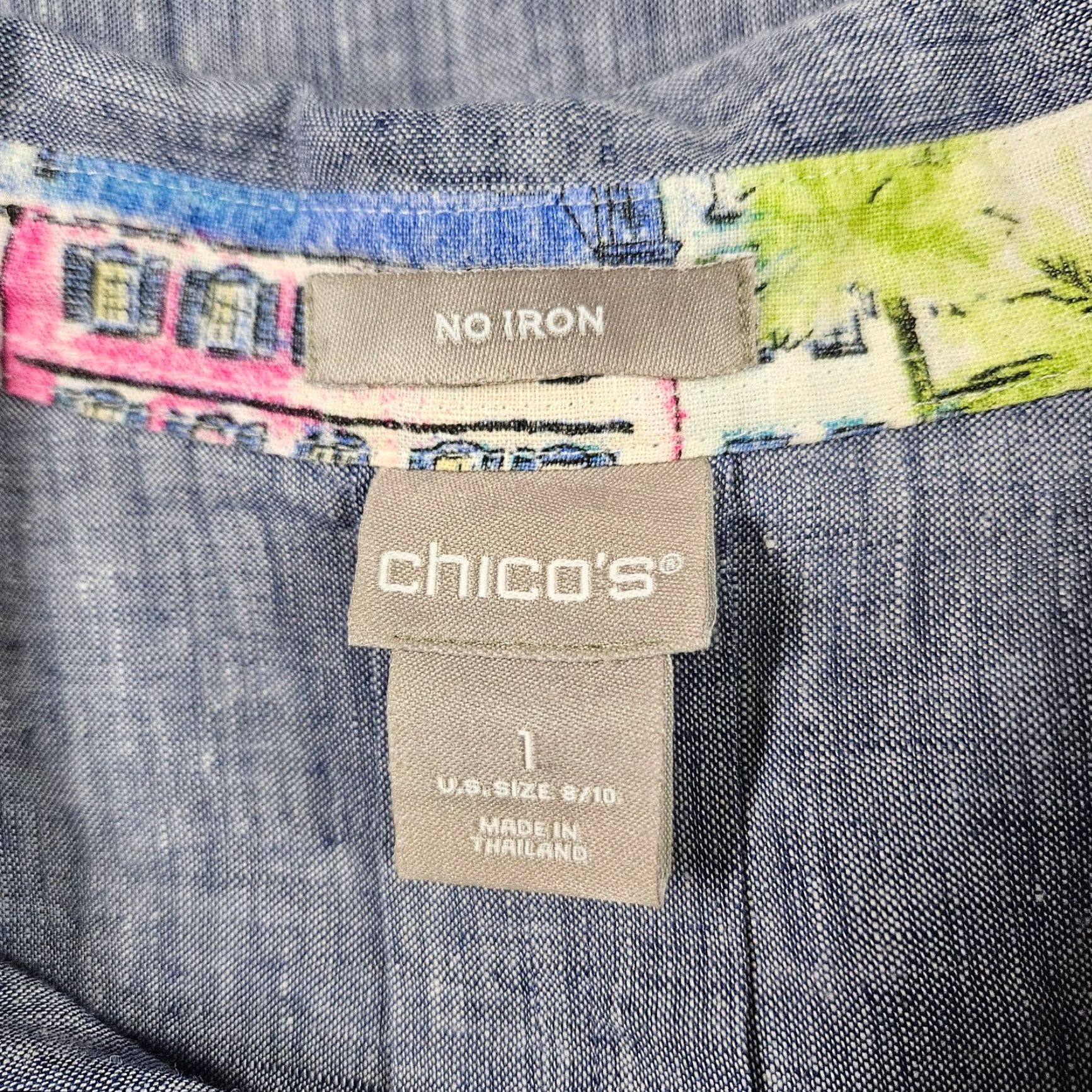 Vintage Chico's Womens No Iron Button Front Shirt Sz Medium Blue 3/4 Sleeve Linen Button-Up Shirt Womens Medium Blue 3/4 Sleeve Chico's Size M / US 6-8 / IT 42-44 - 7 Thumbnail